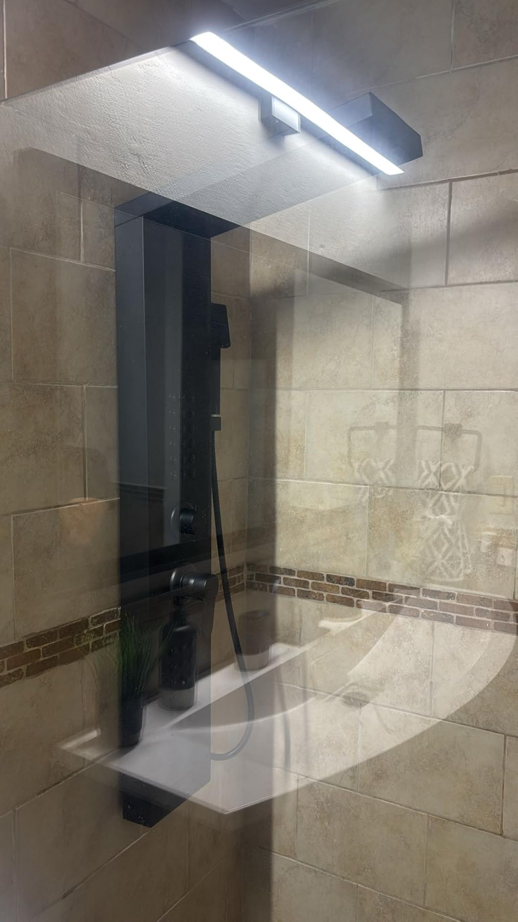 Rainfall Shower Panel System - 4 in 1 Full Body Shower Tower | Stainless Steel Shower Column with 2 Powerful Body Jets, Handheld and Tub Spout, Matte Black Finish customer photo 2