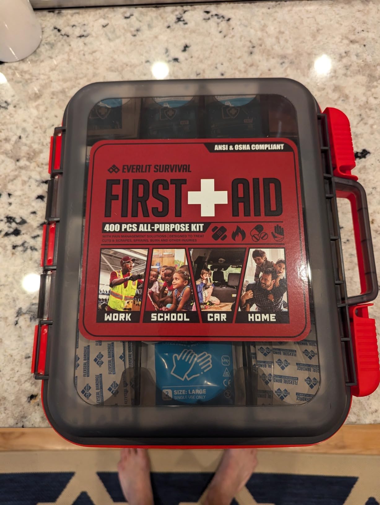 EVERLIT 400 Pcs OSHA/ANSI Compliant First Aid Kit Type III Class A Medical Kit Professional Med Kit Supplies for Contractors, Warehouse, Office, School, Home, Disaster, Car, Business, Restaurant customer photo 2