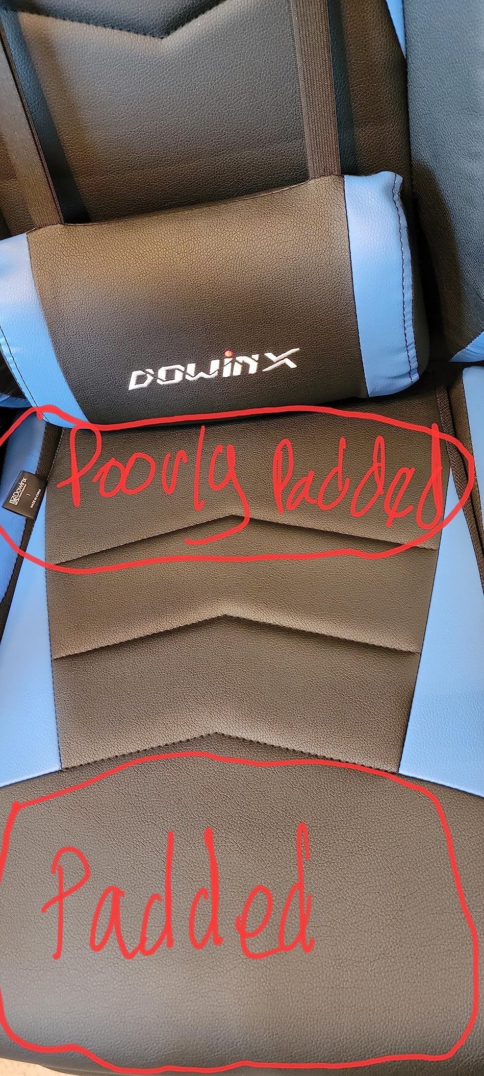 Dowinx Fabric Gaming Chair, Ergonomic Computer Chair with Footrest and Pocket Spring Cushion, Height Adjustable Video Gamer Chair with Lumbar Support for Adults, Black customer photo 2