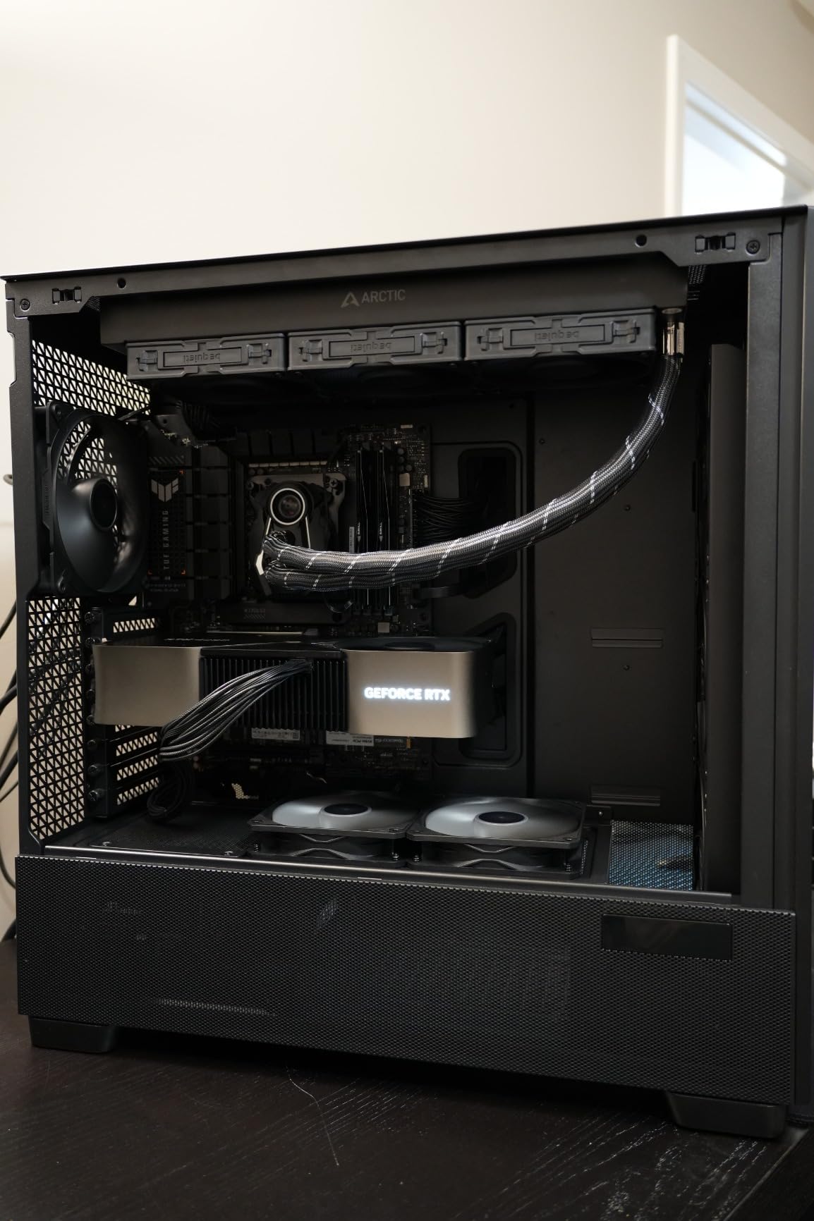 Antec Flux Pro Full-Tower E-ATX PC Case, 6 PWM Fans Included, Black | 6 PWM Fans, Walnut Wood Front Panel, High-Airflow, 90 Degree Rotated PSU Mount, 420mm Radiator Support, CPU and GPU Temp Display customer photo 1