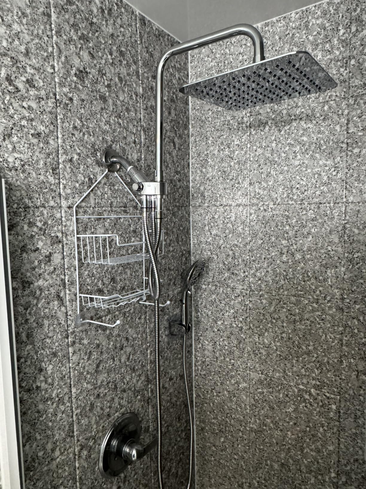 High Pressure Rainfall Shower Head with Handheld Combo: Upgrade Dual Shower Head with 10 Inch Fixed Rain Showerhead and 7 Sprays Handheld Shower Head, Adjustable Height (Up to 13.4