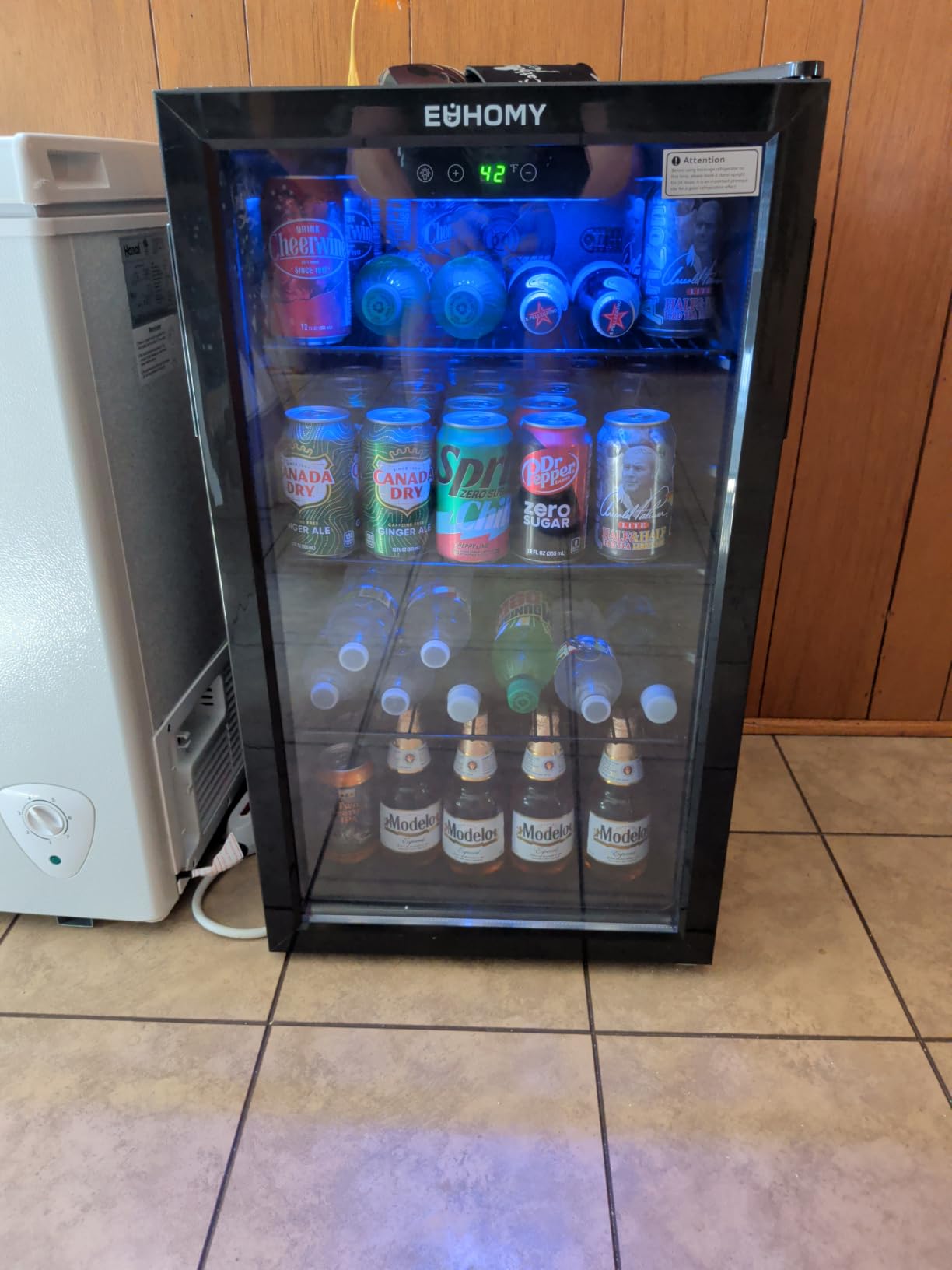 EUHOMY 4.5 Cu.ft Beverage Refrigerator and Cooler, 145 Can Mini fridge with Glass Door for Soda Beer Wine, Small Drink Dispenser with Digital Adjustable Thermostat for Home Office Bar customer photo 1