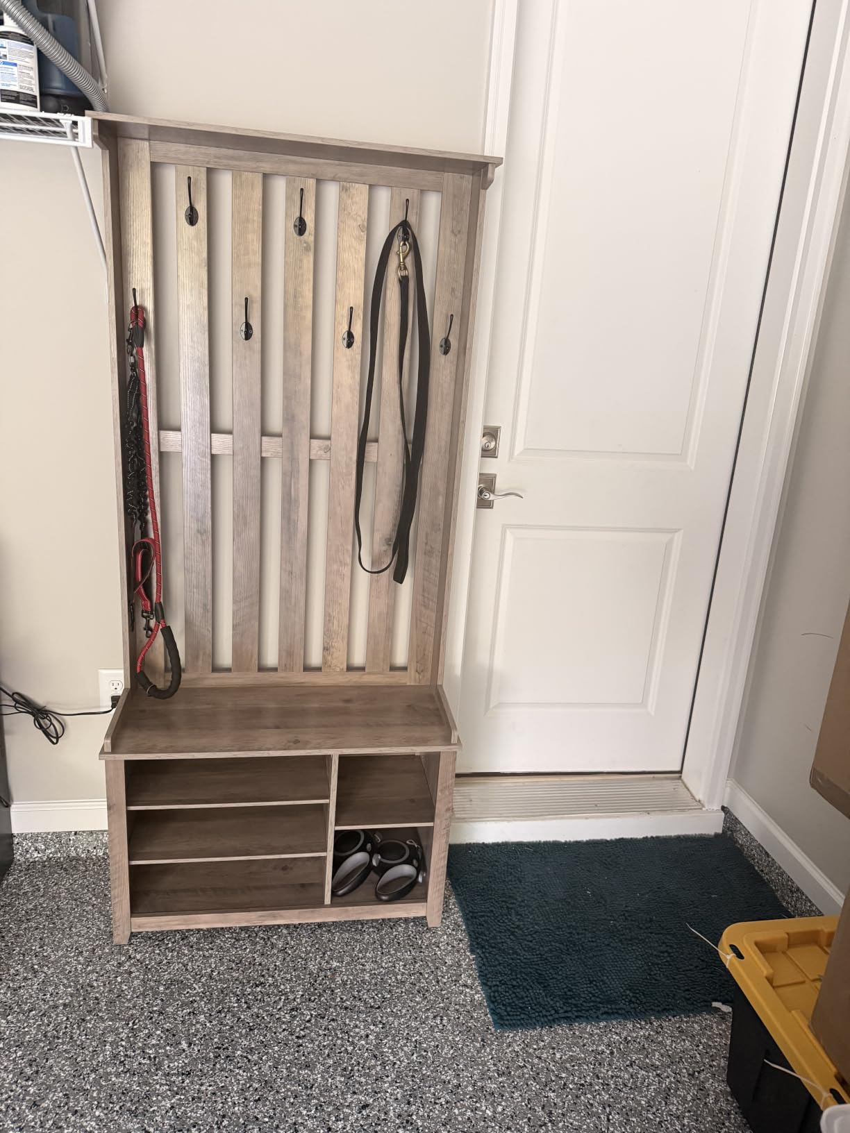 VASAGLE Hall Tree with Bench and Shoe Storage, 7 Double Hooks | Coat Rack with Shoe Bench, 13.8 x 31.9 x 70.9 Inches, Entryway, Bedroom, Rustic White, HELAN Collection UHSR414W01 customer photo 1