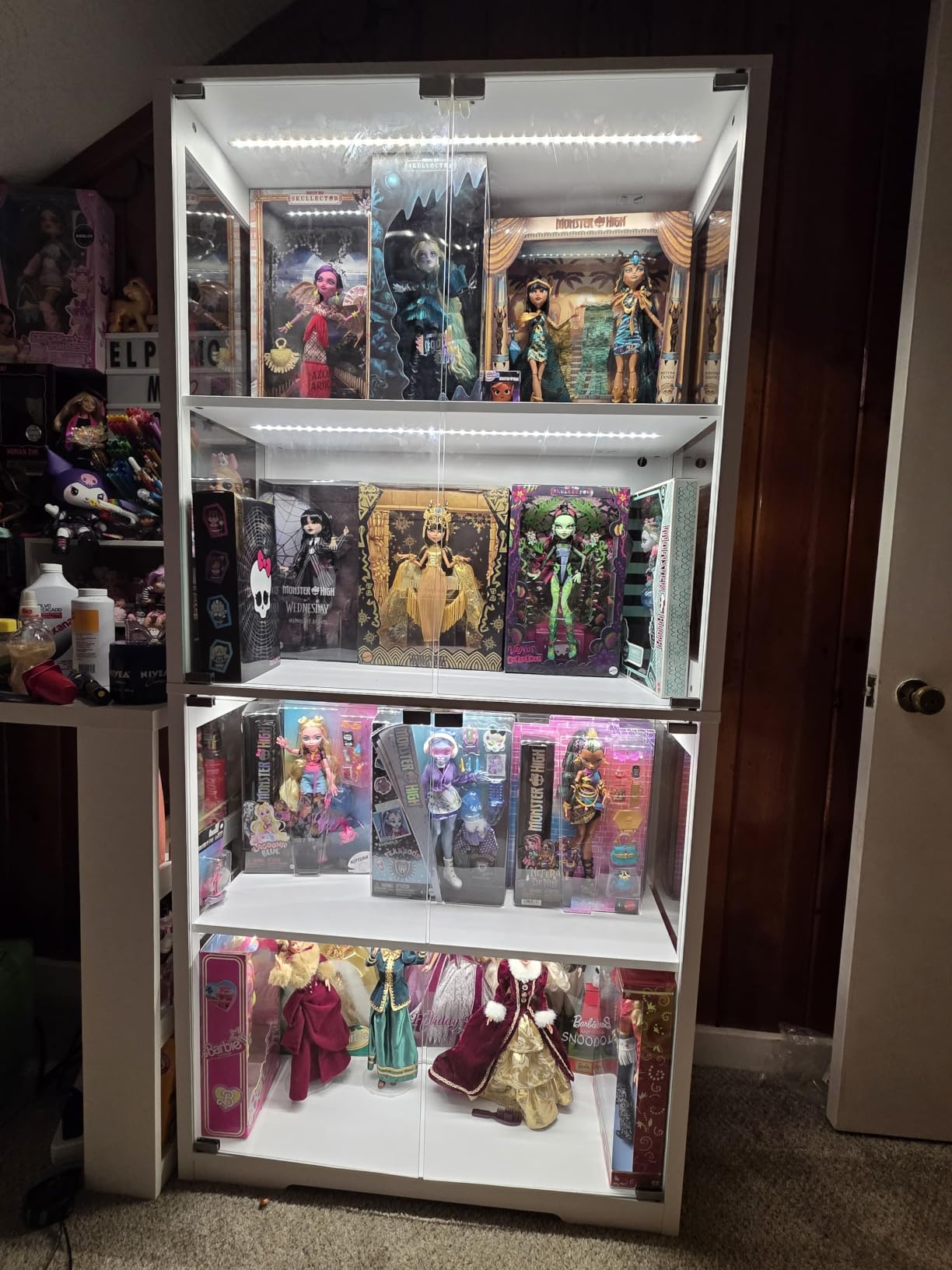 BROTTAR Display Cabinet with Glass Doors, 4-Tier Display Case, Black customer photo 2