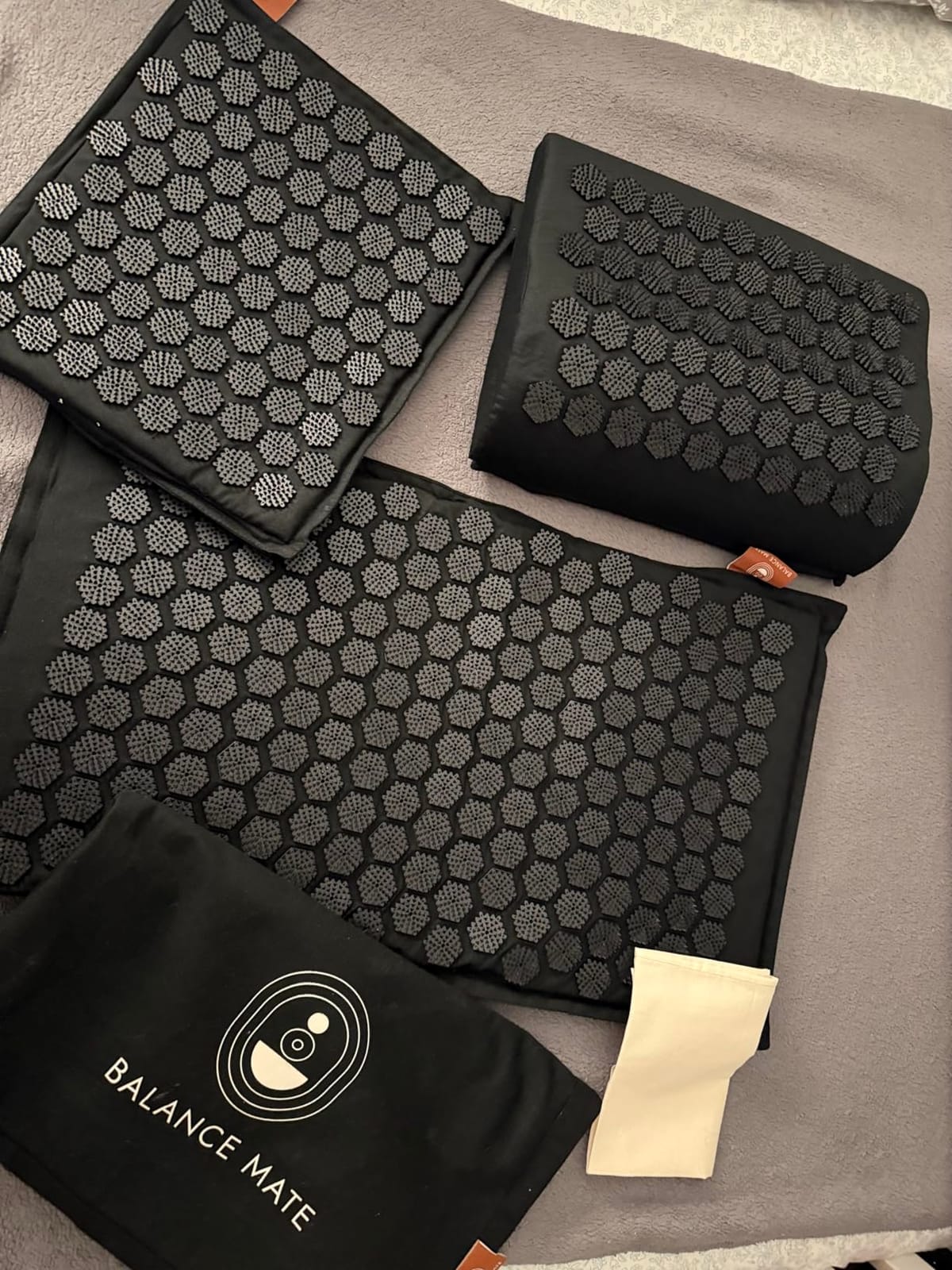 BalanceMate Acupressure Mat Set with 6,210 Pressure Points for Pain Relief and Relaxation Kit for Back, Neck, and Sleep - Yoga and Meditation Pillow (Deep Black) customer photo 2
