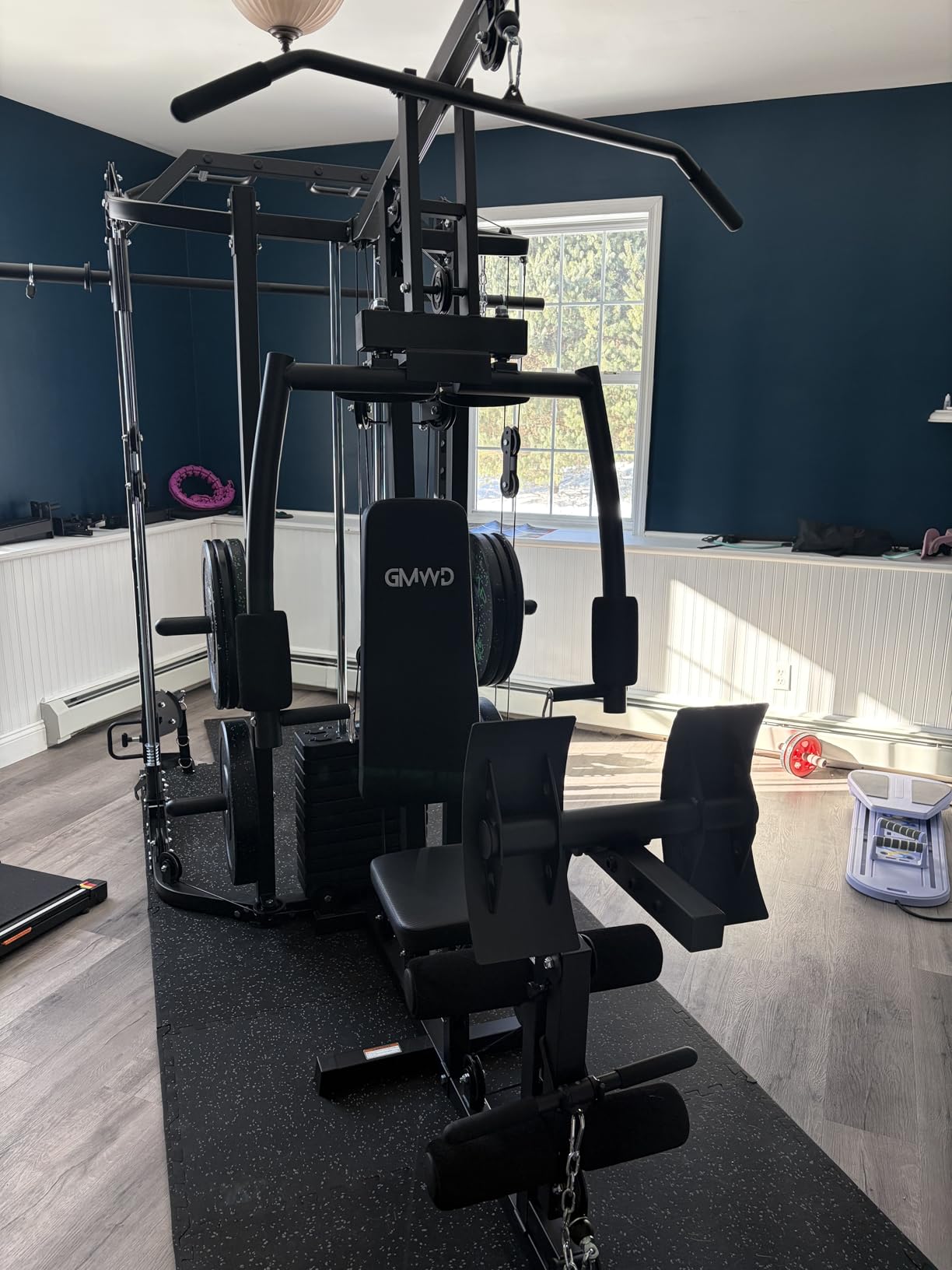 GMWD Dual-Station Smith Machine Power Cage, All-in-One Home Gym Workout Station with 121LB Weight Stacks & Cable Crossover, Professional Functional Trainer for Couples & Family Strength Training customer photo 1
