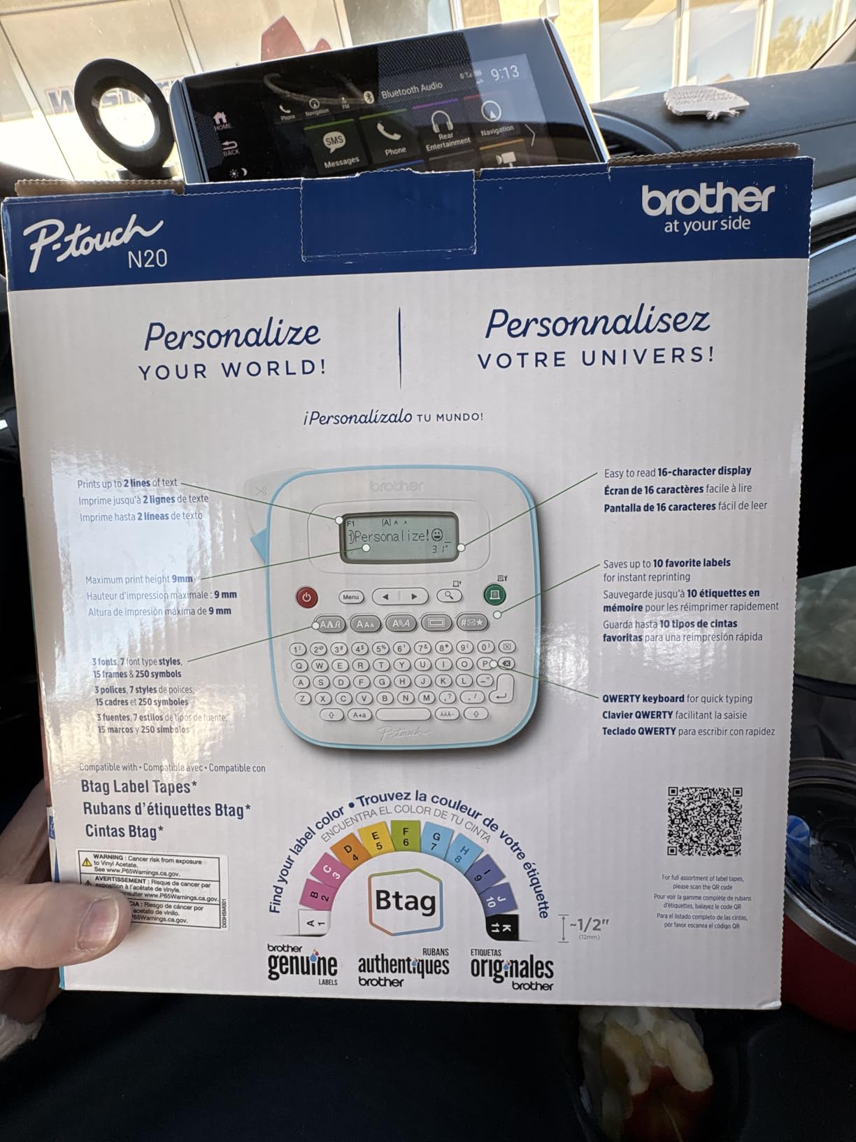 Brother P-Touch PT-N20 Personal Desktop Label Maker, Portable, Handheld and Prints, P-Touch Btag ~½