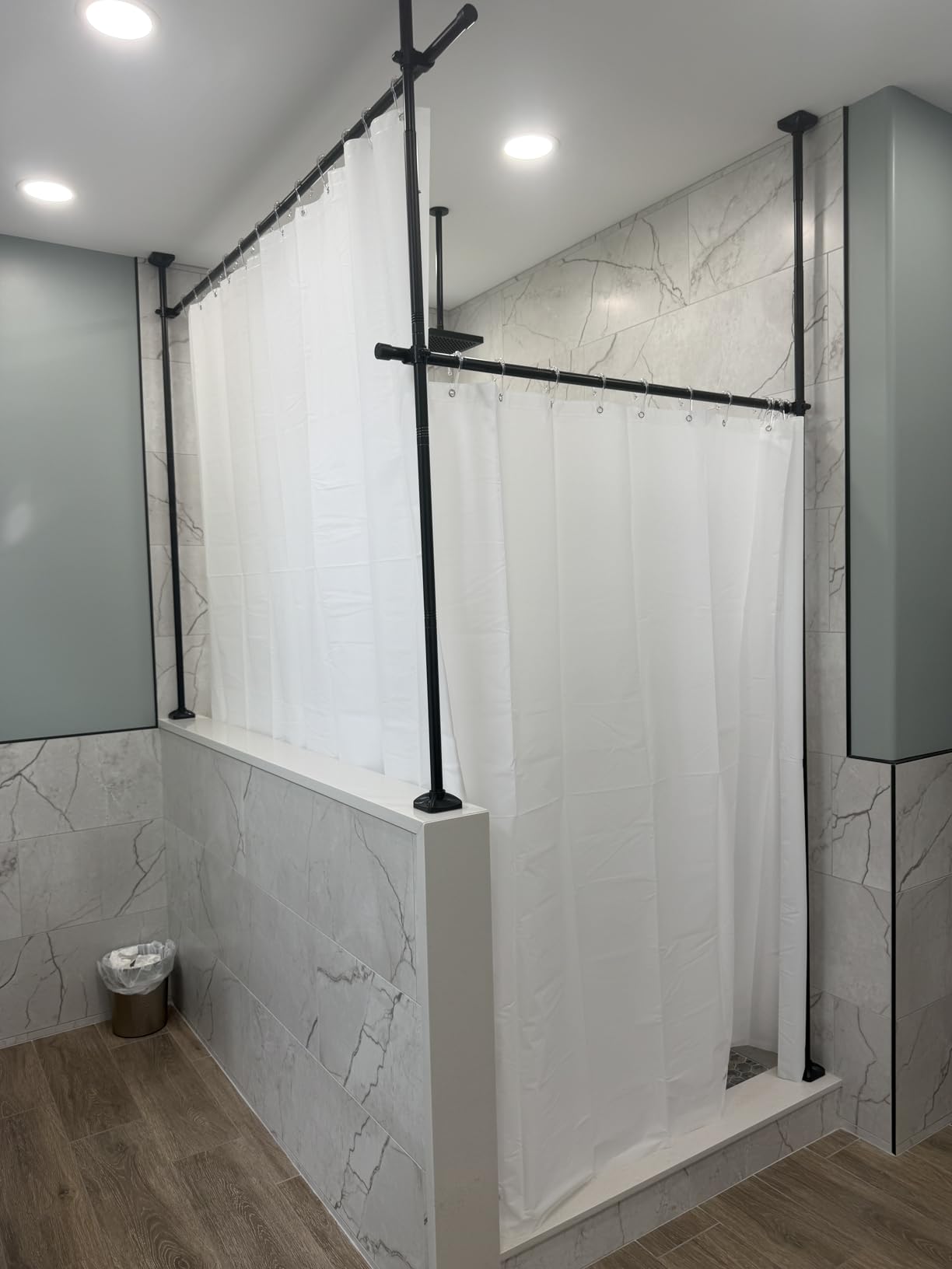 SUNALLY Room Divider for Separation 28-114in(W) Privacy Wall Divider, Black | No Drilling Curtain Rod Tension Rod customer photo 1