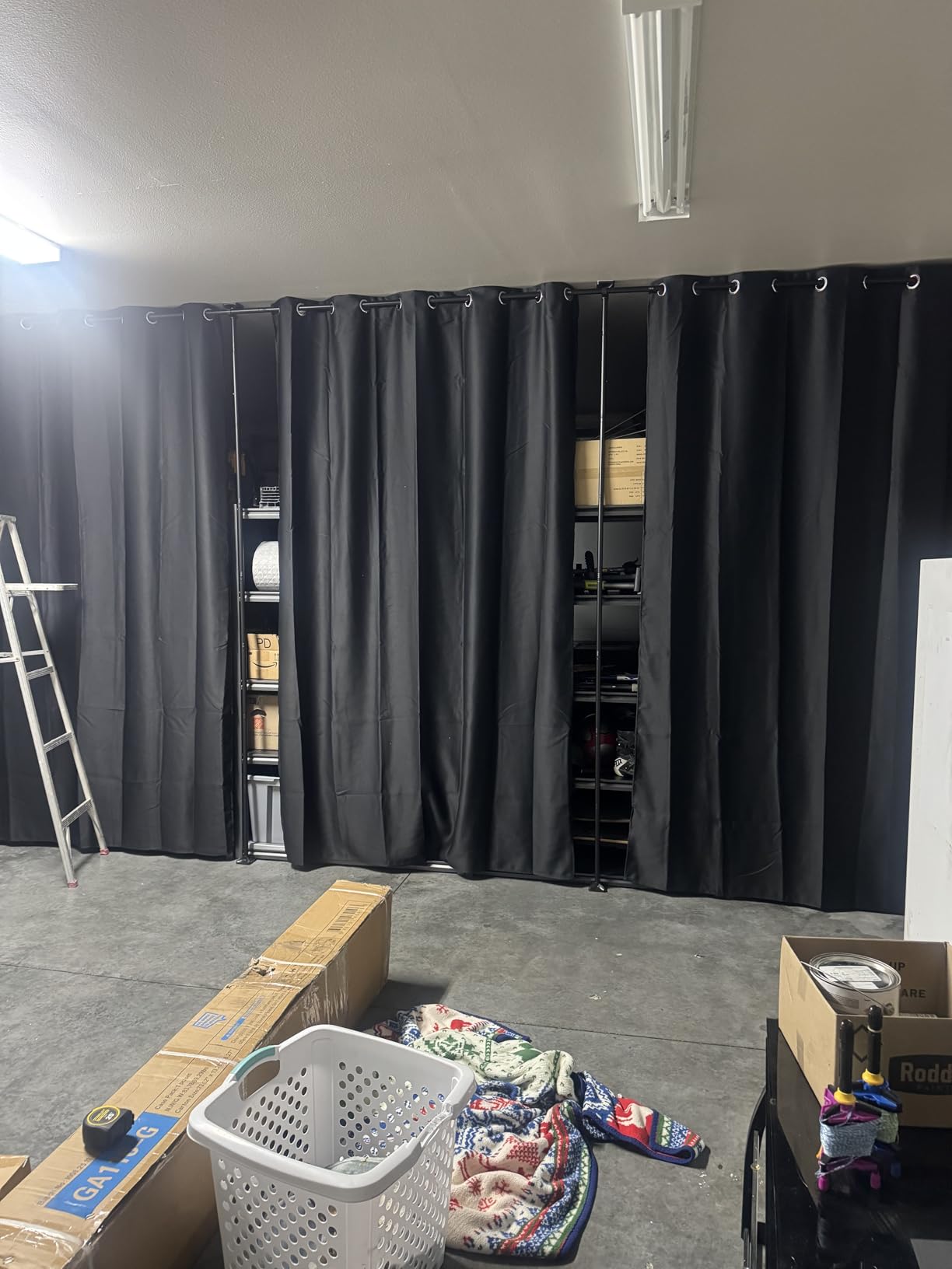 SUNALLY Room Divider for Separation 28-114in(W) Privacy Wall Divider, Black | No Drilling Curtain Rod Tension Rod customer photo 2