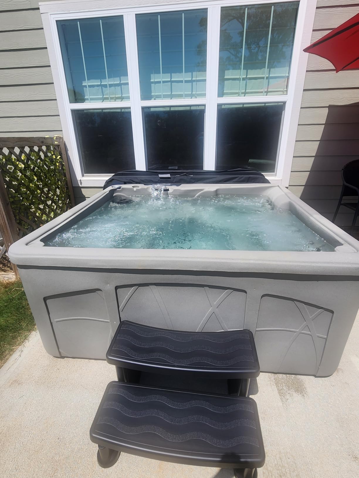 Lifesmart 5-Person Plug & Play 28-Jet Hot Tub Spa and Thermal Cover, Sand | 28-Jet Square Outdoor Spa with Thermal Cover, Ozonator, LED Light and Waterfall customer photo 1