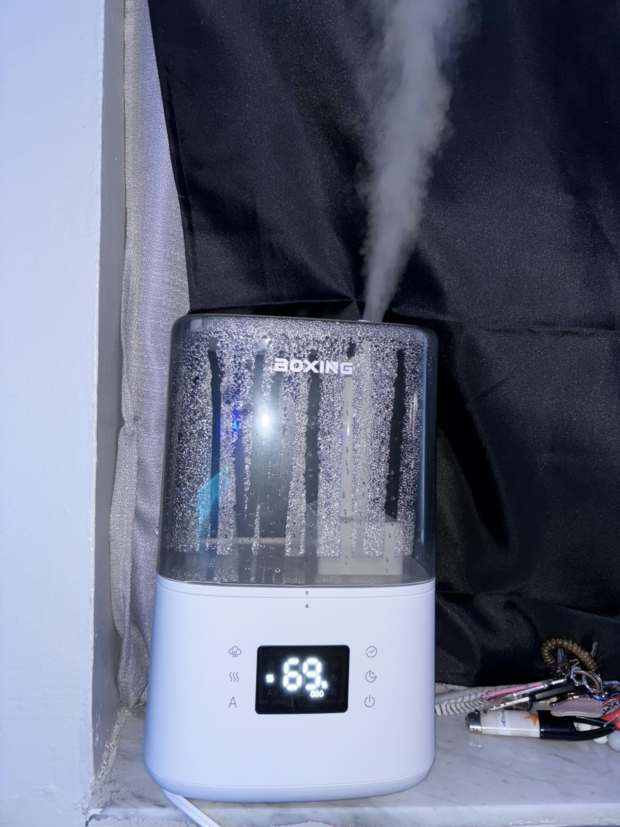 BOXING 4.5L Warm and Cool Mist Ultrasonic Humidifier for Bedroom Large Room, Top Fill Essential Oil Diffuser with Remote, Auto Shut-Off Quiet Sleep Mode, Humidistat, Timer, 45H Runtime customer photo 2