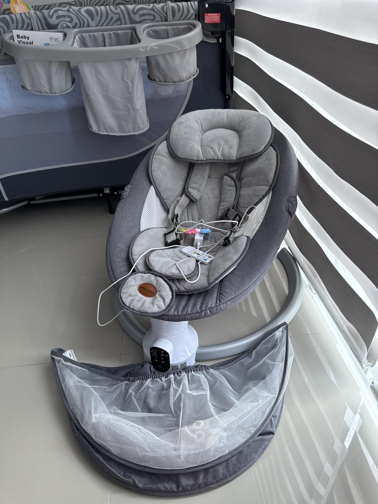 Baby Swings for Infants - Exclusive App & Bluetooth Function, Electric Baby Swing with 5 Point Harness & 5 Sway Speeds, 10 Preset Lullabies, Portable Infant Swing for Indoor/Outdoor (Light Gray) customer photo 1