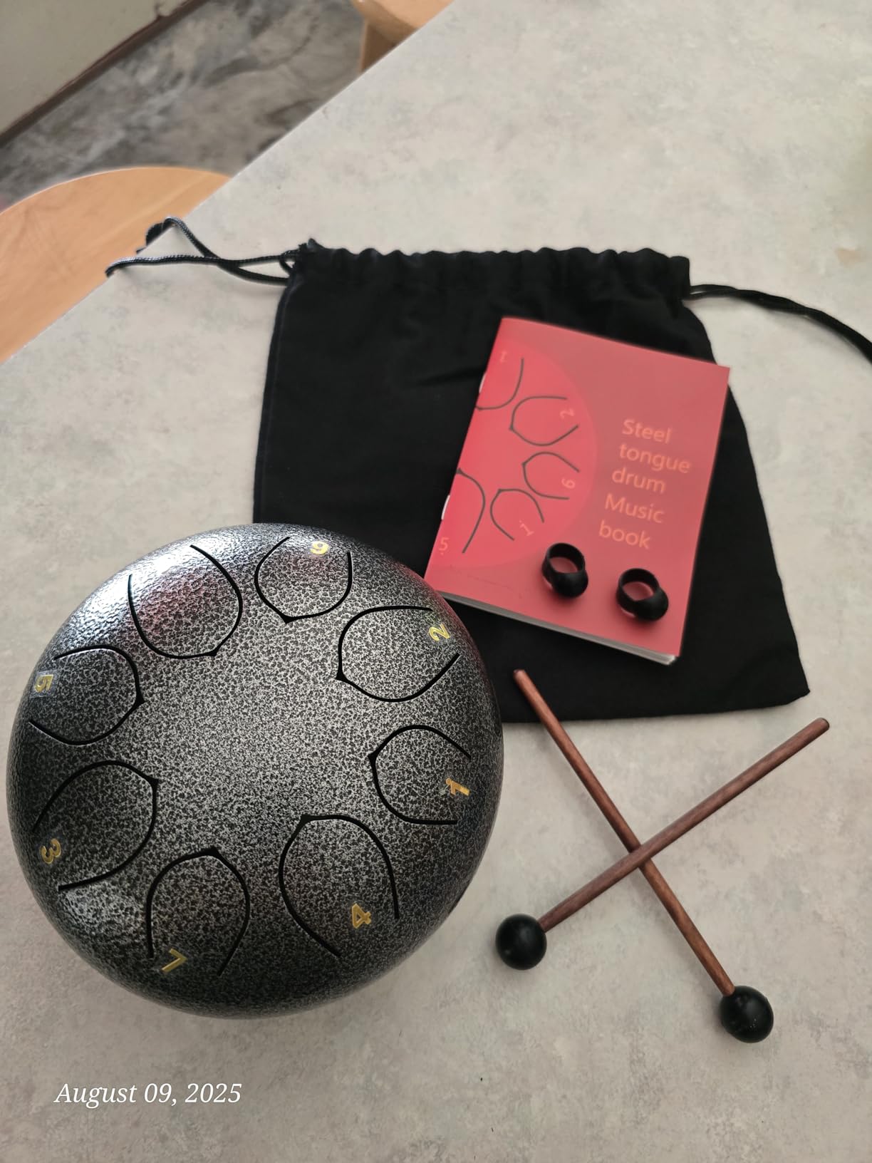 8 Inch Steel Tongue Drum - 11 Notes Meditation & Sound Healing Drum, Outdoor Rain Drum for Garden Decor, Relaxation, Yoga & Mindfulness, with Mallets & Carry Bag customer photo 2