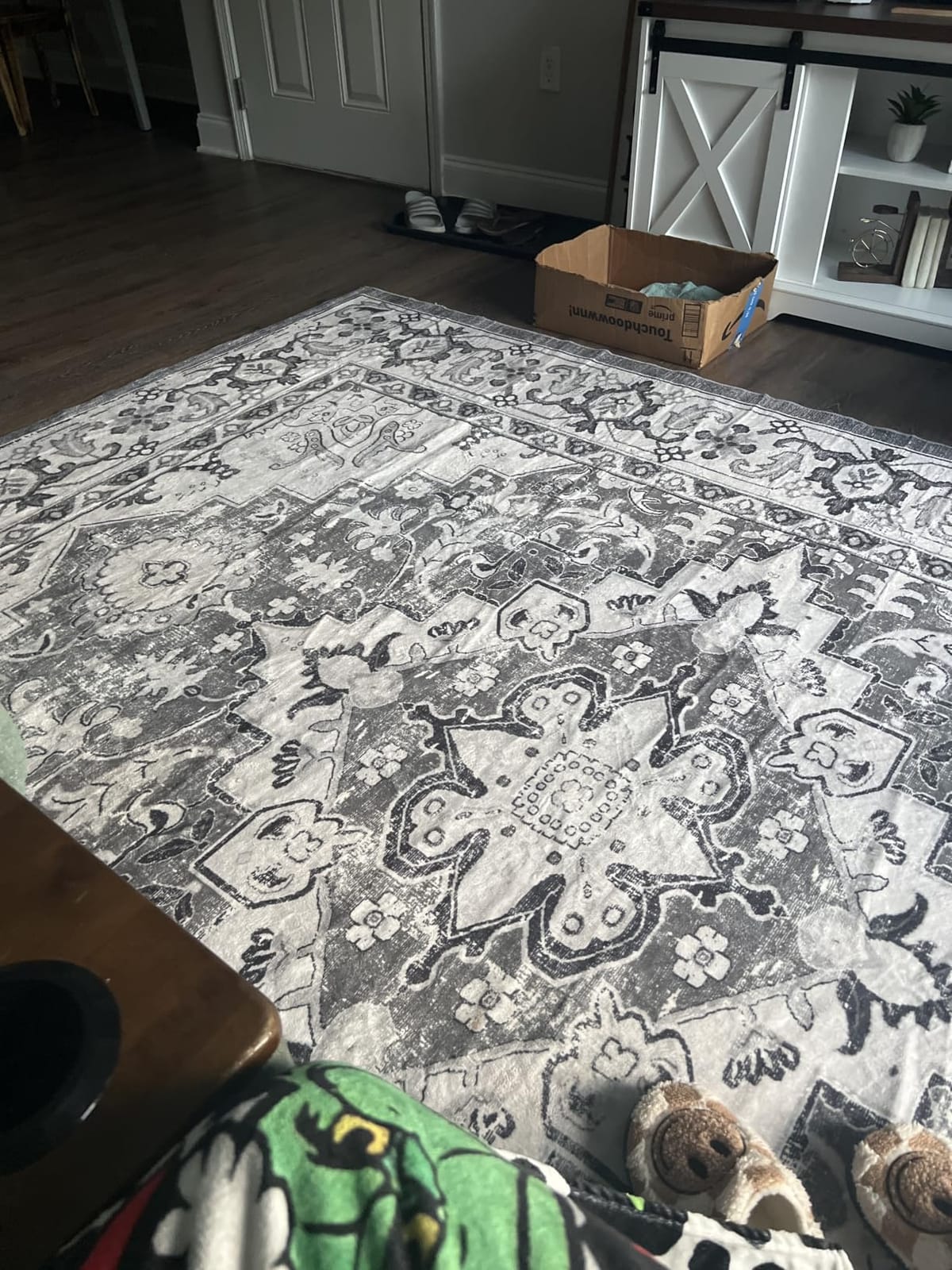 Lessymo 8 x 10 Area Rugs for Living Room, Machine Washable Rug Grey White | Soft Faux Wool; Boho Floral Medallion Vintage Carpets; Low Pile for Bedroom Dining Room; Non-Slip Backing; Kids Pet Friendly customer photo 2