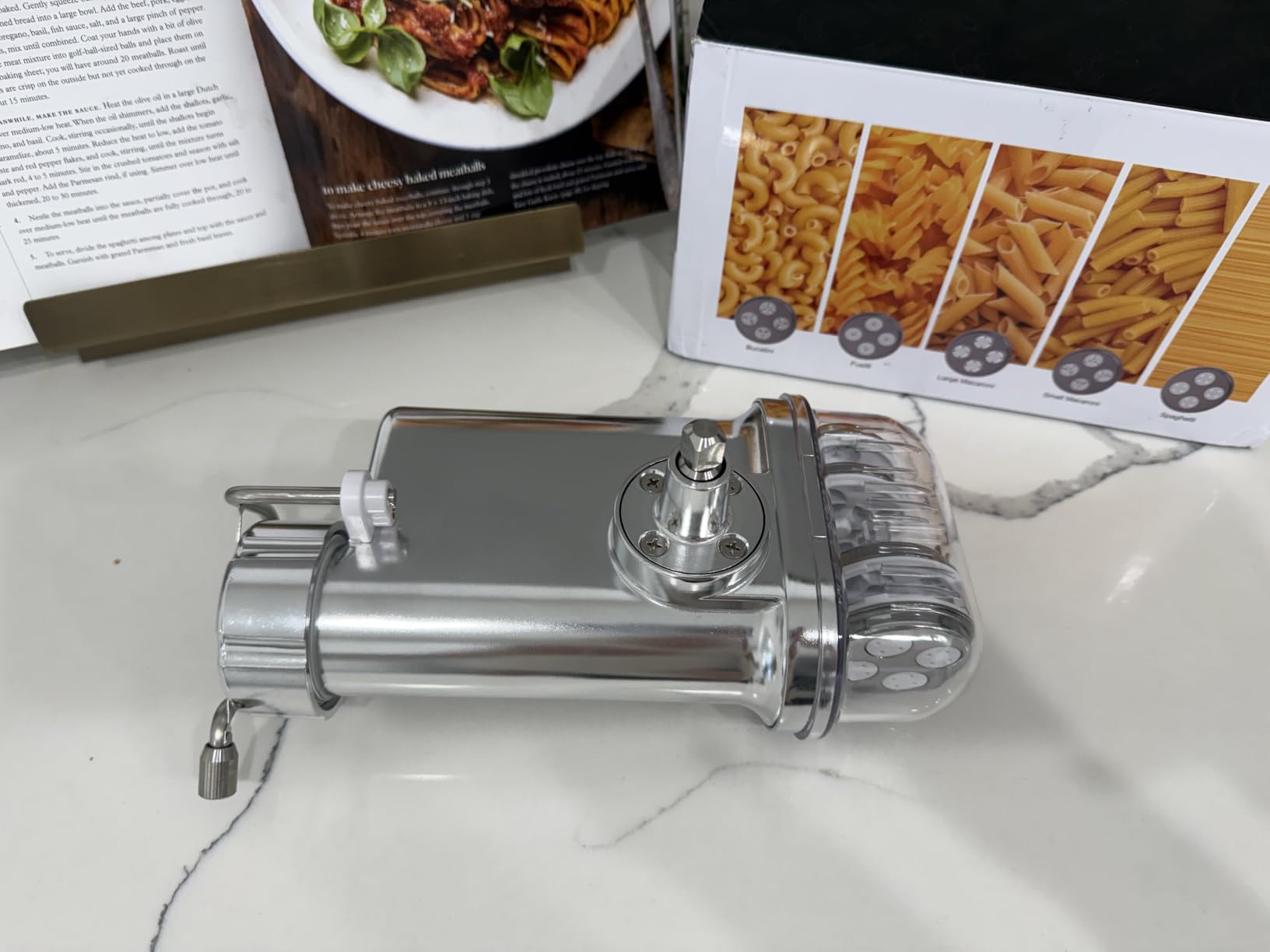 Metal Gourmet Pasta Press Attachment for KitchenAid Stand Mixer - Durable Pasta Maker Attachment with 5 Interchangeable Plates for Spaghetti, Bucatini, Fusilli, Large & Small Macaroni customer photo 1