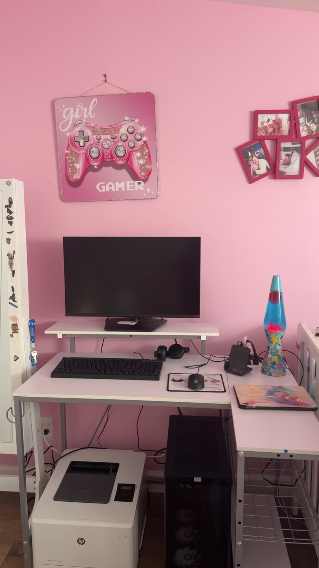 Bestier 42-Inch L-Shaped Computer Desk with Charging & LED, Black | Charging 2AC+USB+Type-C, RGB LED Strip, Reversible Shelves, Monitor Stand, Headphone Hook, Cable Mgmt, Small Space customer photo 1