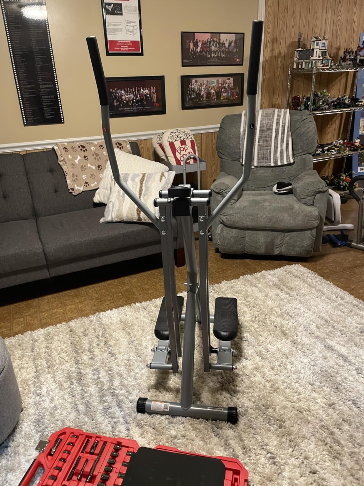 Sunny Health & Fitness Smart Air Walk Elliptical Glider Long Stride Trainer | Smart Function | Low-Impact | Quiet Operation | Foldable and Compact Design | Digital Monitor | Device Holder customer photo 1