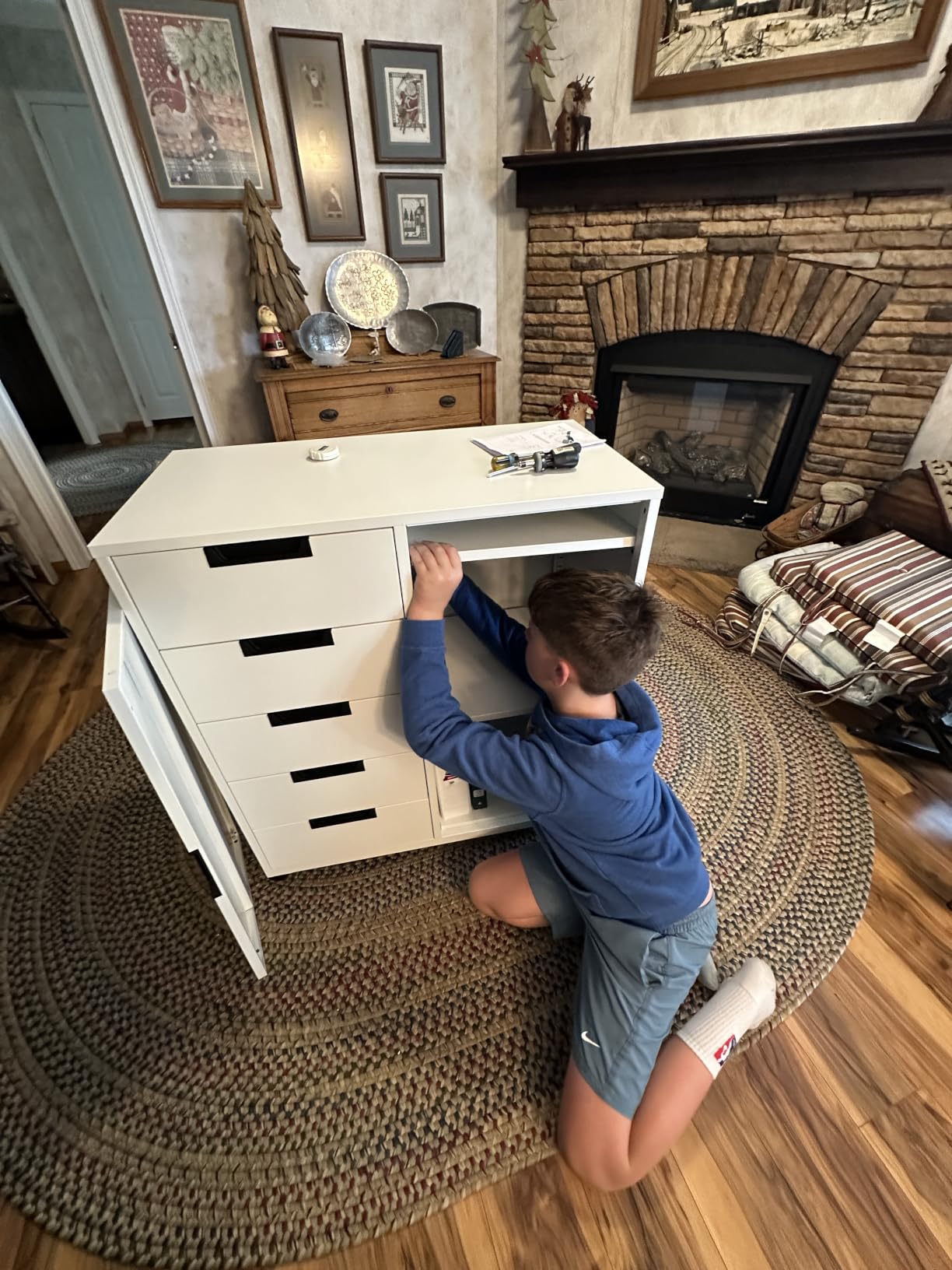 5-Drawer Metal Storage Cabinet with Adjustable Shelves and Wheels, Printer Stand with Storage, Craft Organizers and Storage Drawers, Rolling File Cabinets for Home Office(White) customer photo 1