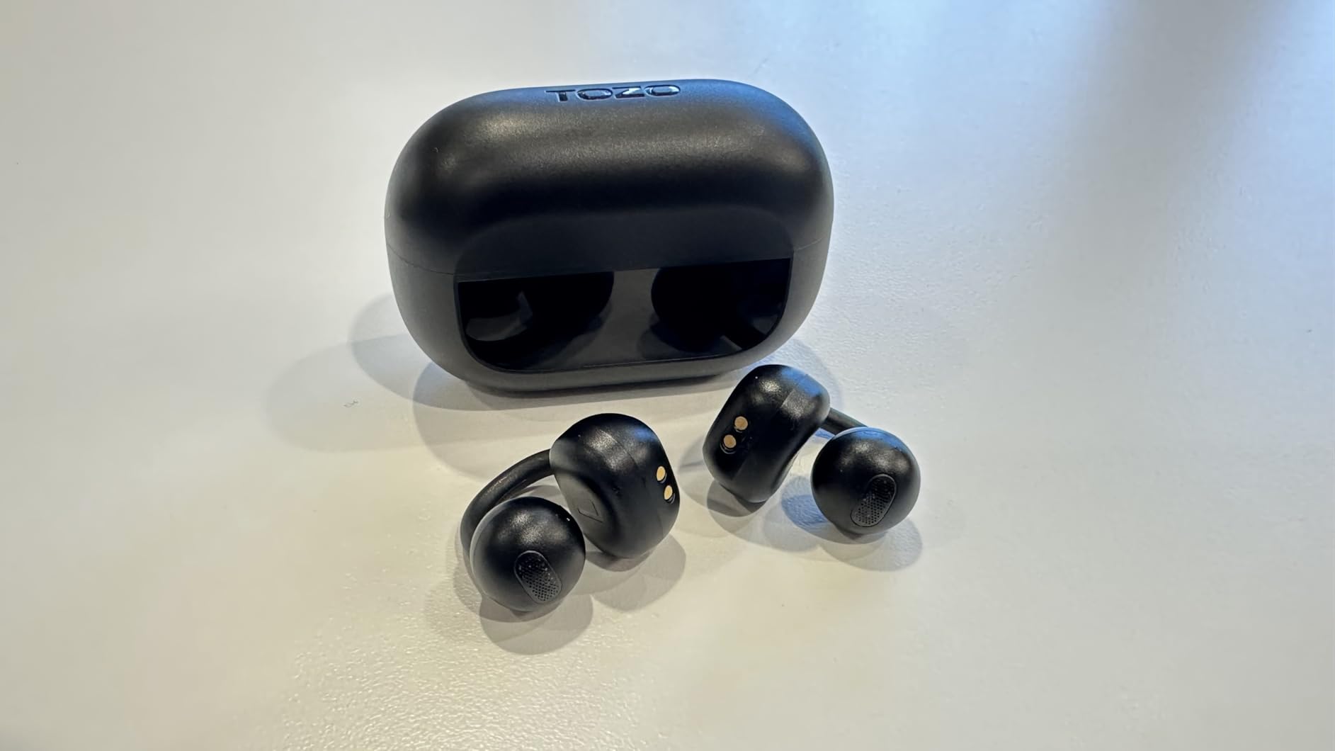 TOZO OpenEarRing Open Ear Earbuds 40H Bluetooth 5.4 Lightweight Comfort | Open Ear Clip On Wireless Earbuds with Smart Digital LED Display, Stable Connection, Secure Fit for Driving Workout Black customer photo 1