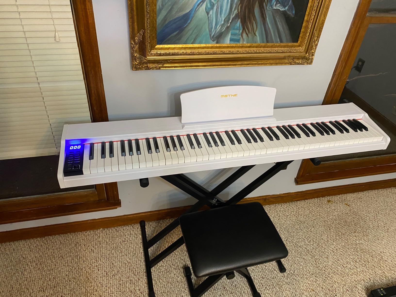 Digital Piano 88 Key Weighted with Piano Bench, 88 Key Full Size Semi Weighted Keyboard Piano, Electronic Piano for Beginner, with Adjustable Stand, Carrying Case, Sustain Pedal, Headphone (Black) customer photo 1