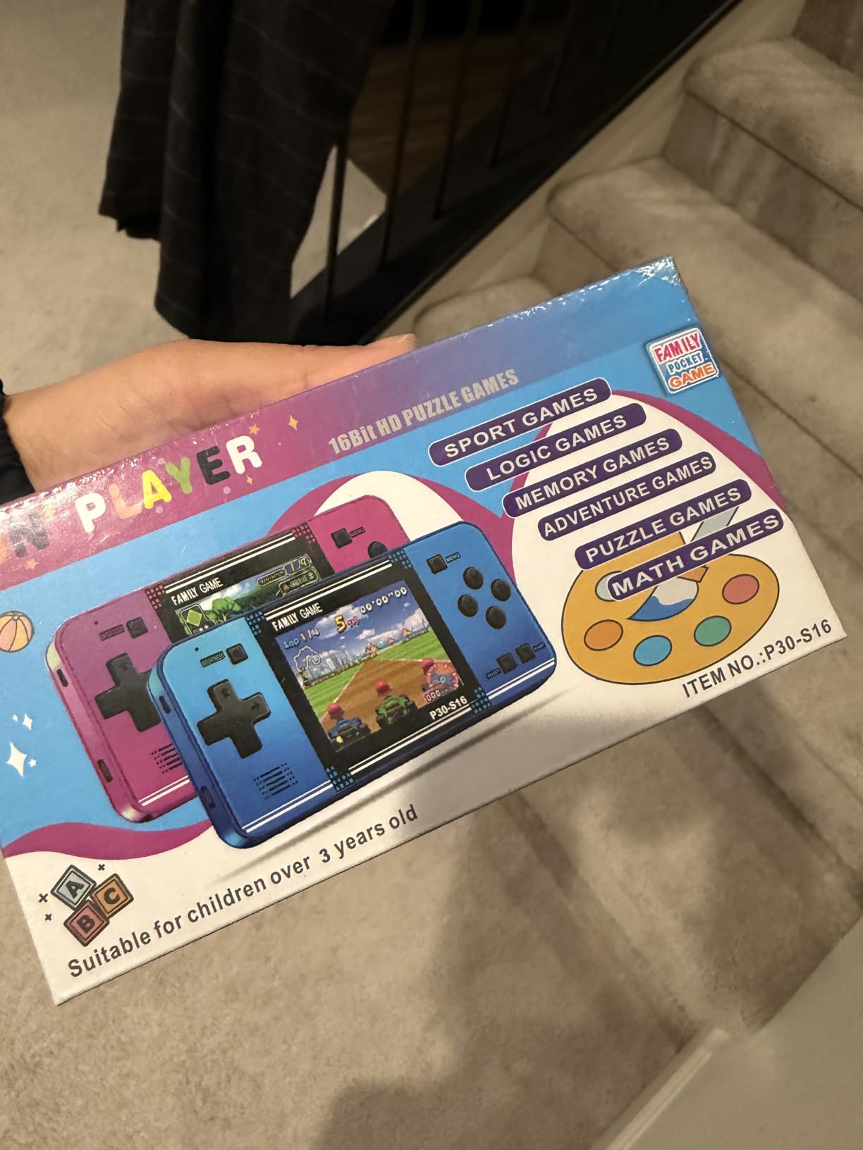 Handheld Game for Kids -Preloaded 220 Retro Video Games, Portable Gaming Player with Rechargeable Battery 3.0