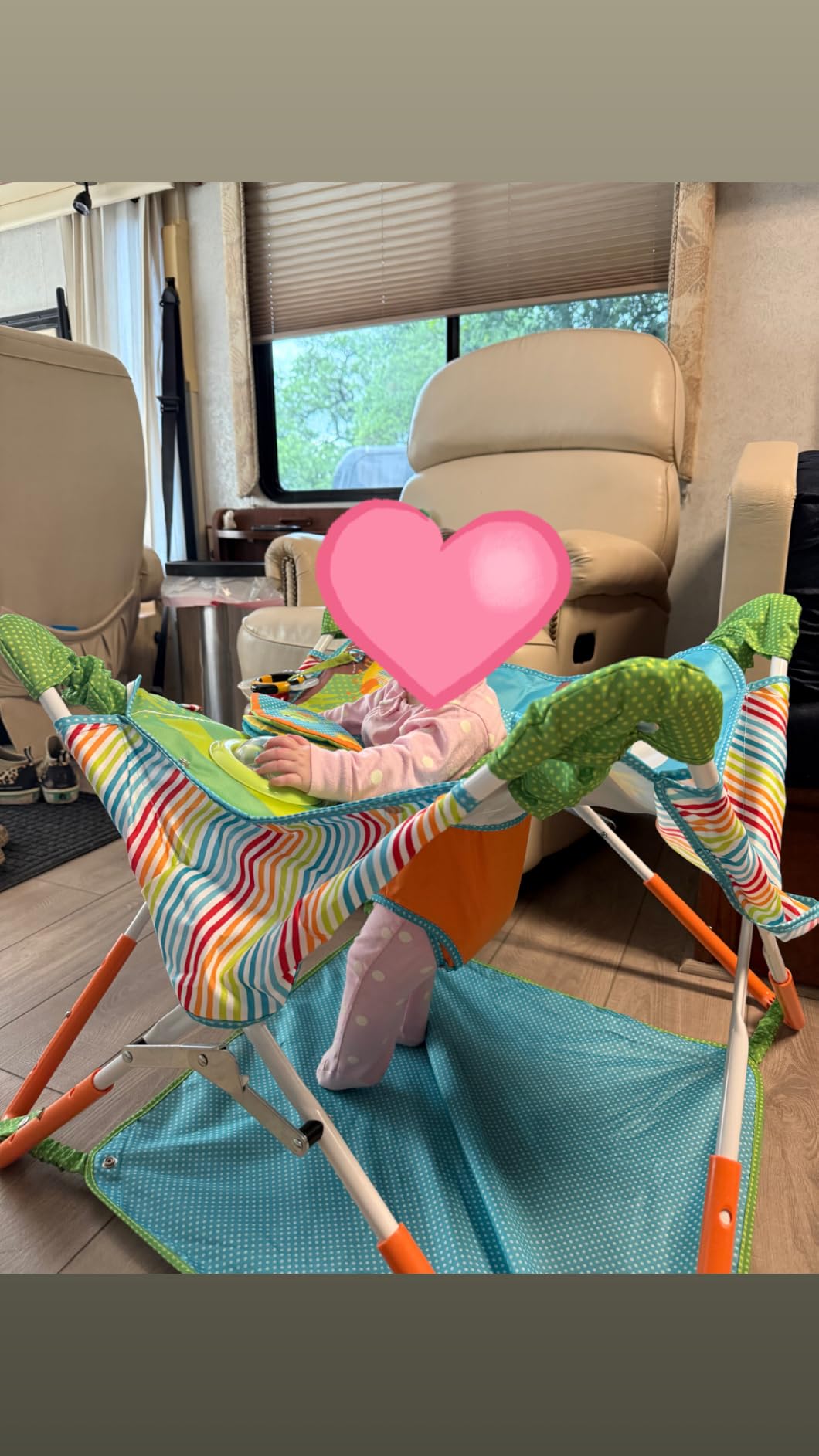 Bright Starts Pop 'N Jump Portable Baby Jumper, Foldable Indoor/Outdoor Baby Jumper with Owl Forest Sensory Activities, Ages 6-12 Months customer photo 1