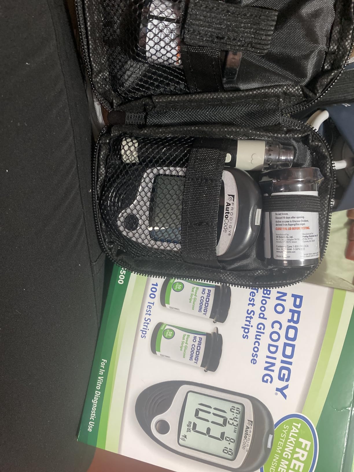 10500 100ct Test Strips with AutoCode Talking Meter Starter Kit, PRODIGY AutoCode Blood Glucose Talking Meter, No Coding Blood Glucose Test Strips (2 vials of 50ct), Adjustable Depth Lancing Device, Twist Top Lancets 28G (10ct), Carrying Case, Quick Reference Guide, Owner's Manual customer photo 2