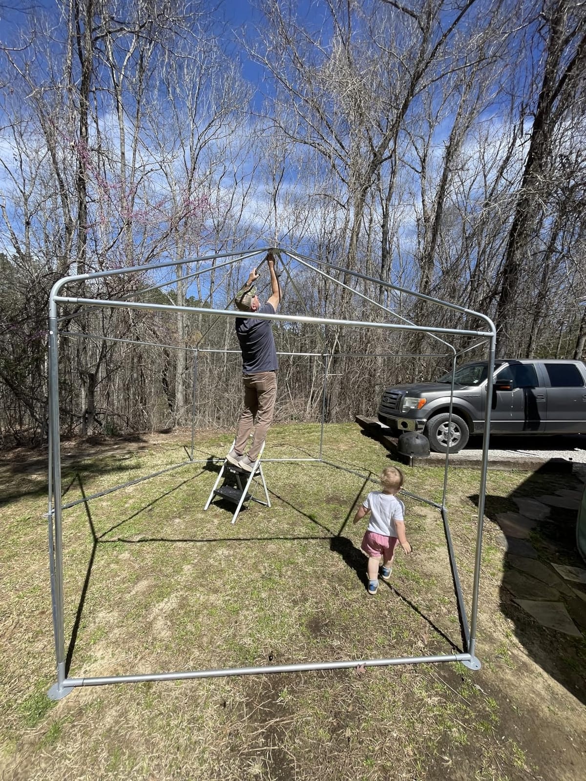 MU 7x7x7.6 FT Greenhouses for Outdoors, Heavy-Duty Green House for Outside, Walk in Winter Greenhouse with 180g Double Layer PE Cover, Ground Stakes, Great for Garden/Patio/Backyard customer photo 1