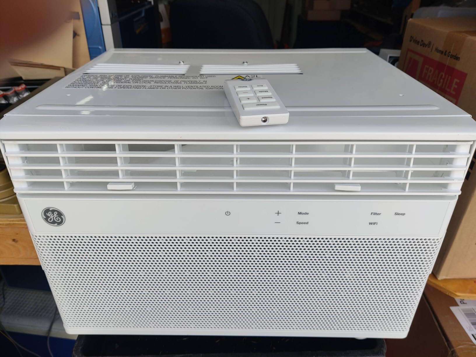 GE 8,000 BTU Smart Window Air Conditioner, Quiet & Energy Efficient Bedroom AC, 350 Sq Ft, Wi-Fi, Alexa/Google, EZ Install Kit, White customer photo 1