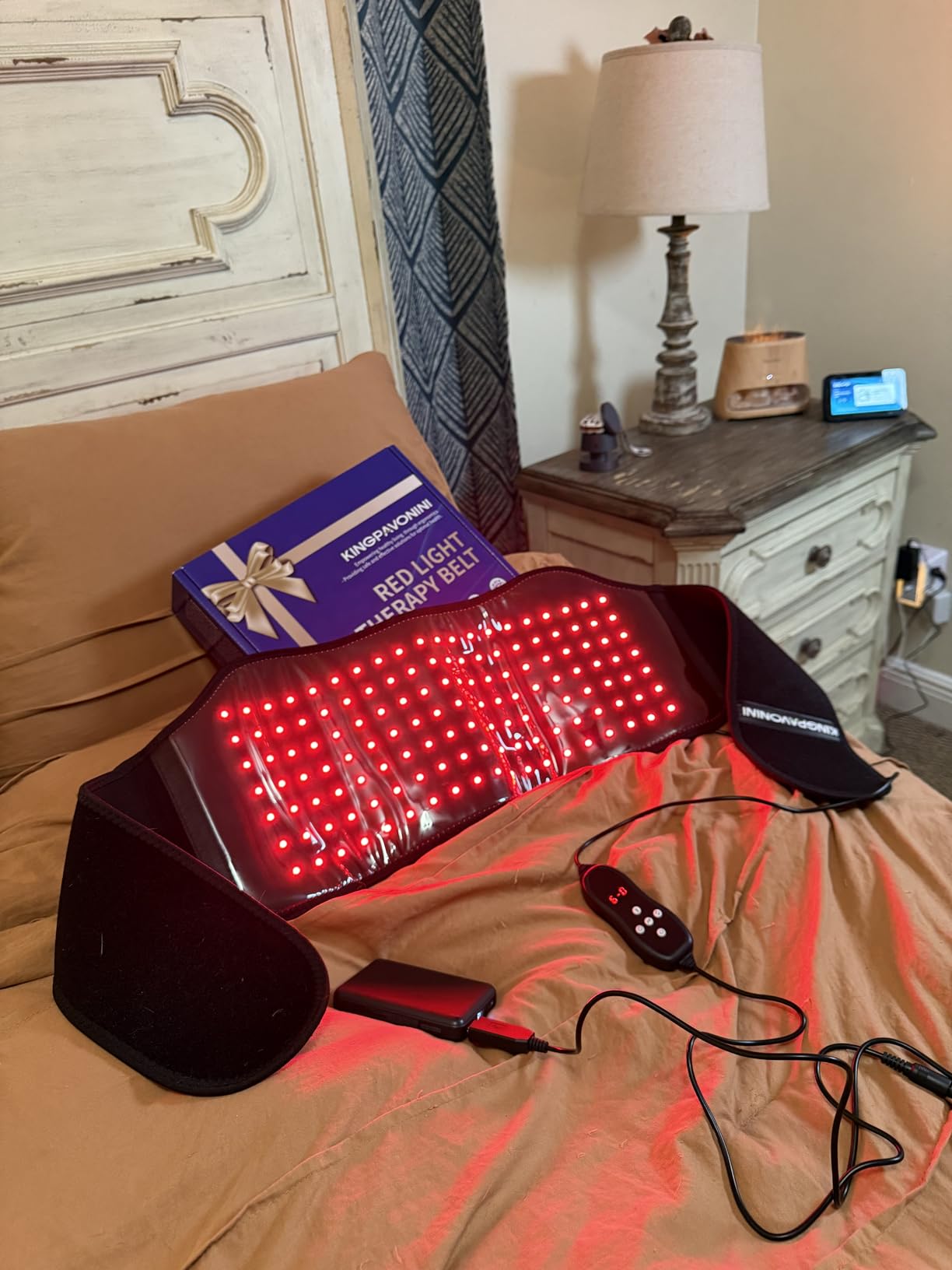 KingPavonini Red Light Therapy Belt for Pain Relief, 140 LEDs 420 Chips - Red Light Therapy for Body, 850nm Infrared Light Therapy, Compression Strap for Back Shoulder Waist Relief customer photo 2
