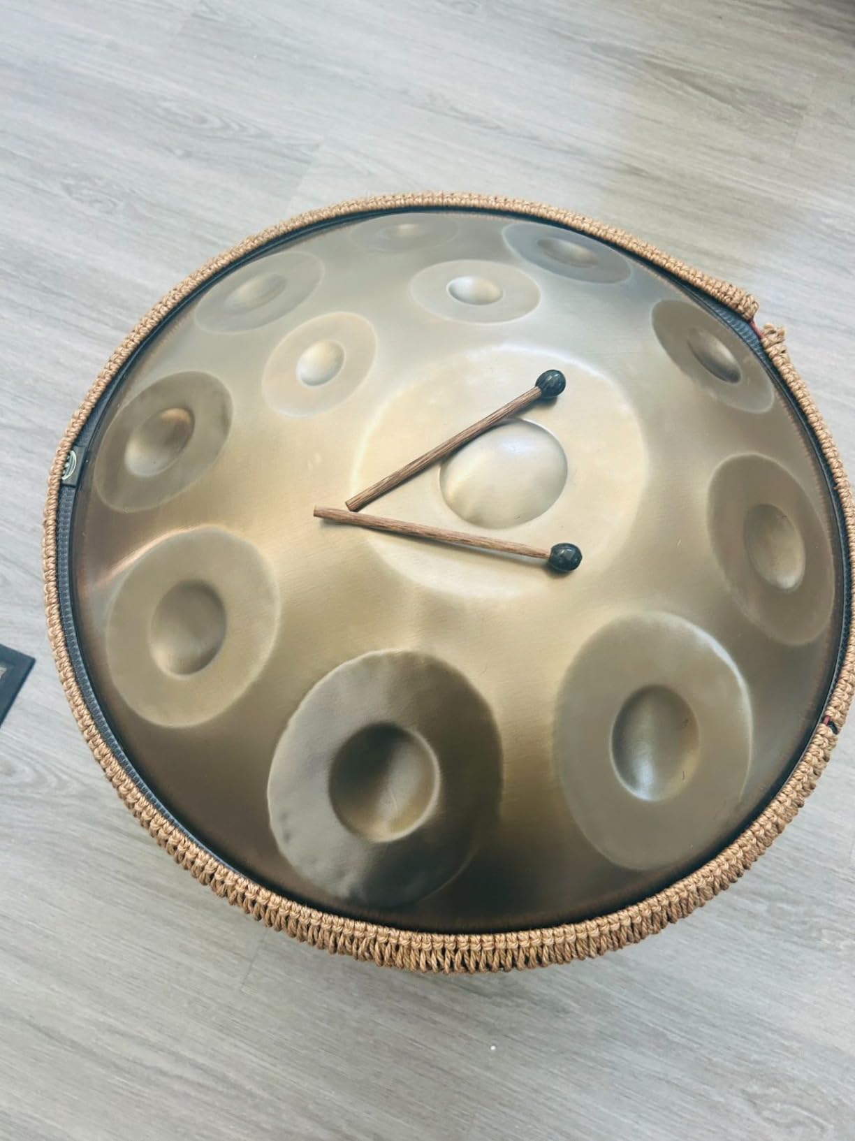 Handpan Drum - 22-Inch 9-Note D Kurd 440Hz - Hand Tuning Handpan - Includes Soft Bag, Mallets, Stand, Note Stickers, Cleaning Cloth - Artist Performance Video customer photo 1