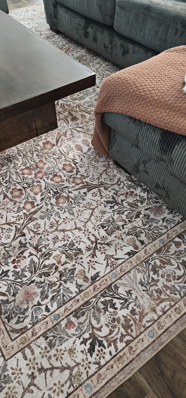Vintage Dark Green Living Room Rug, 8x10 Washable Area Rugs for Dining Room Under Kitchen Table, Bedroom, Oriental Low Pile Stain Resistant Non-Slip Large Carpet (8x10 Dark Green) customer photo 2