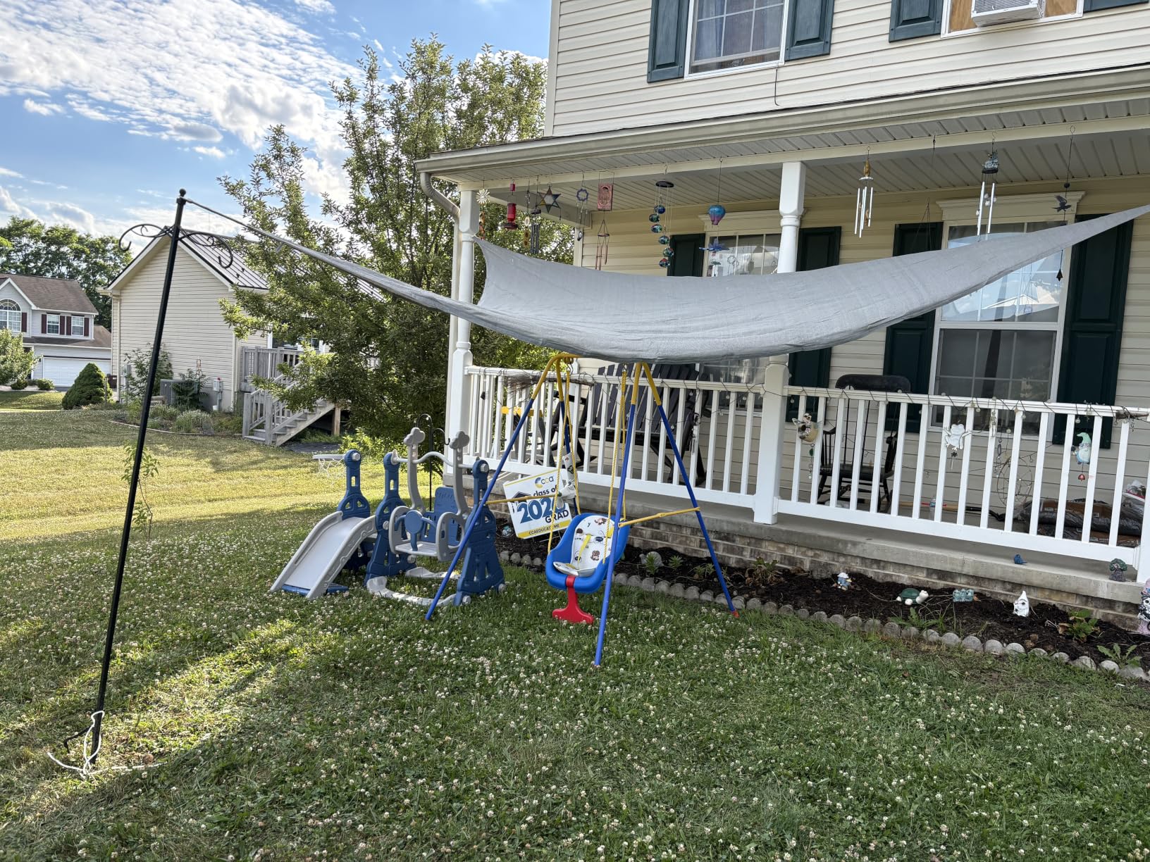 HappyTrends Sun Shades Outdoor Patio, Shade Sail UV Protection Beach Canopy, Heavy Duty, Tear and Rust Resistant Wind Sail for Yard Deck Lawn Garden Triangle Sunshade (16' X 16' X 16') customer photo 1