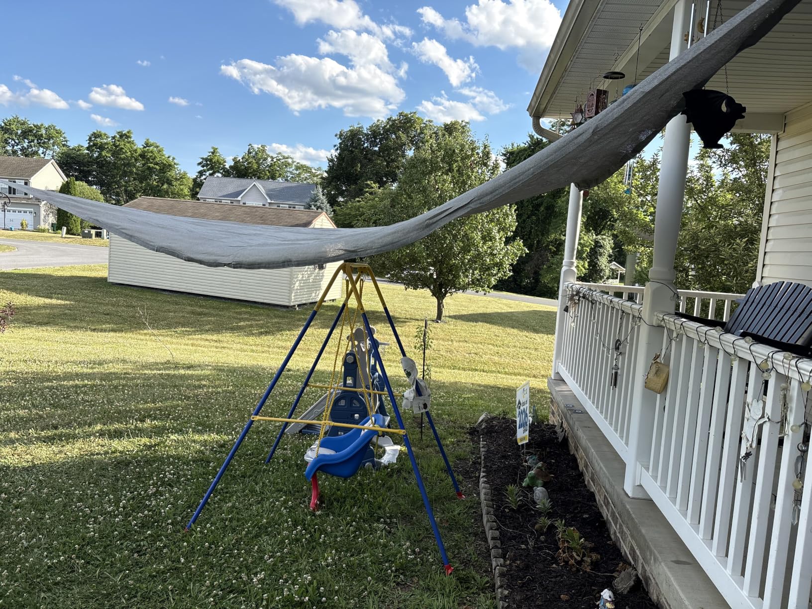 HappyTrends Sun Shades Outdoor Patio, Shade Sail UV Protection Beach Canopy, Heavy Duty, Tear and Rust Resistant Wind Sail for Yard Deck Lawn Garden Triangle Sunshade (16' X 16' X 16') customer photo 2