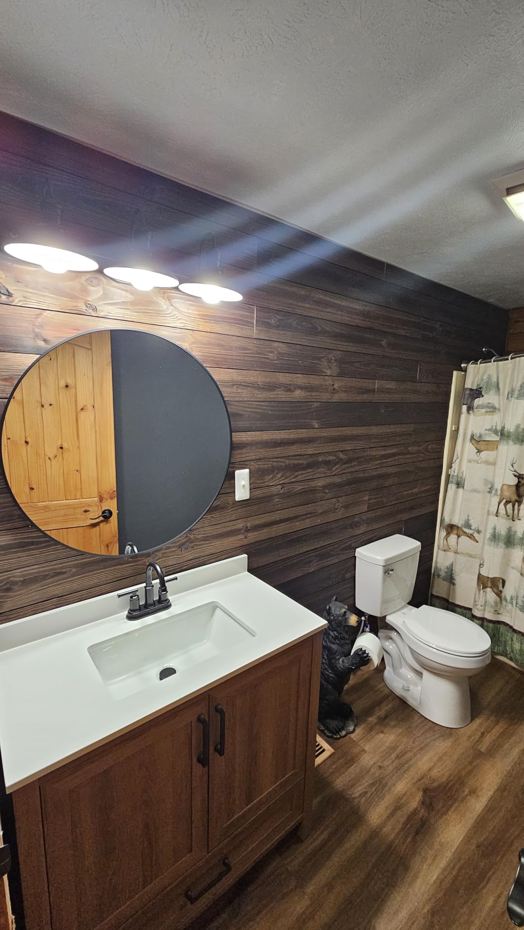 VooBang Large Black Round Bathroom Mirror 48