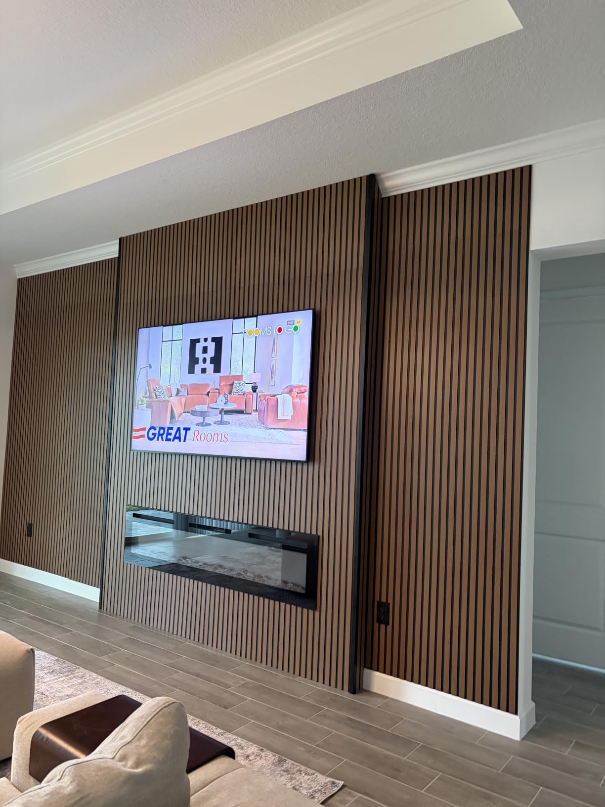 EUHOMY 50 Inch Electric Fireplace Wall Recessed and Wall Mounted with Adjustable Flame Color, Fireplace Heater with Remote Control, Linear Fireplace with Timer, Touch Screen, Log & Crystal, 750/1500W customer photo 2
