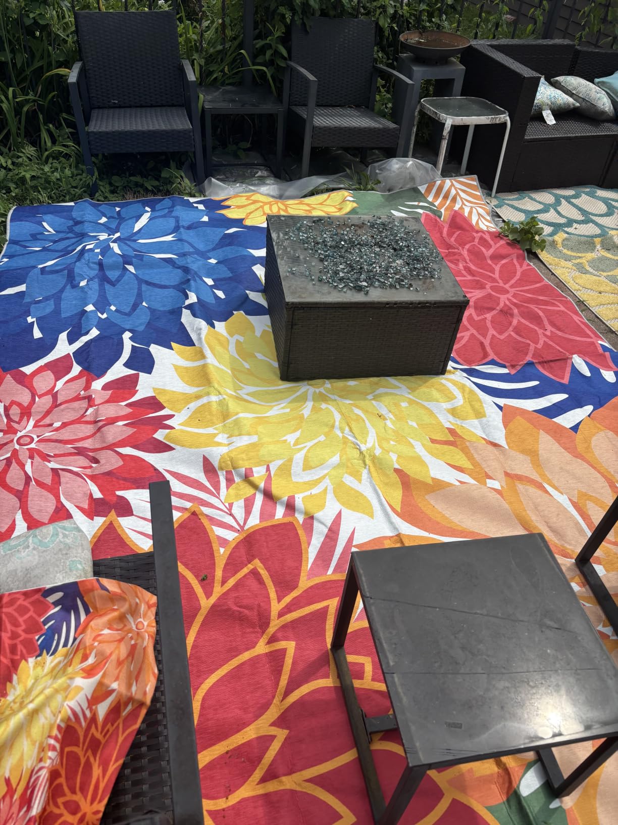 Arenarug Outdoor Rug Waterproof, Washable Patio Rug for Deck, 5x8, Colorful | UV Resistant Chenille Fabric, Stain Resistant, Non Slip, Tropical Camping Carpet for Porch, Backyard customer photo 1
