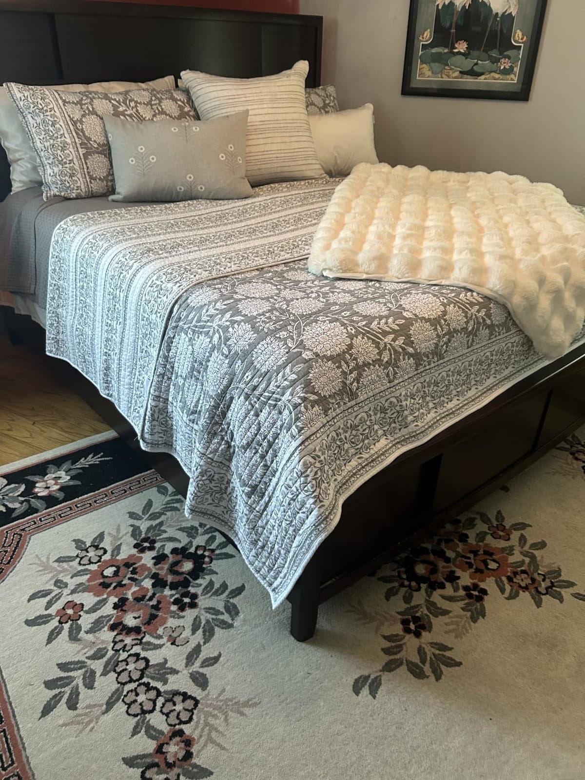 Levtex Home Adare Taupe Reversible King/Cal King Quilt Set (106x92in) and 2 Pillow Shams (36x20in) - Floral Bedding - Taupe White - Cotton King Size Quilt Bedding Set - Lightweight, Soft, Pre-Washed customer photo 2