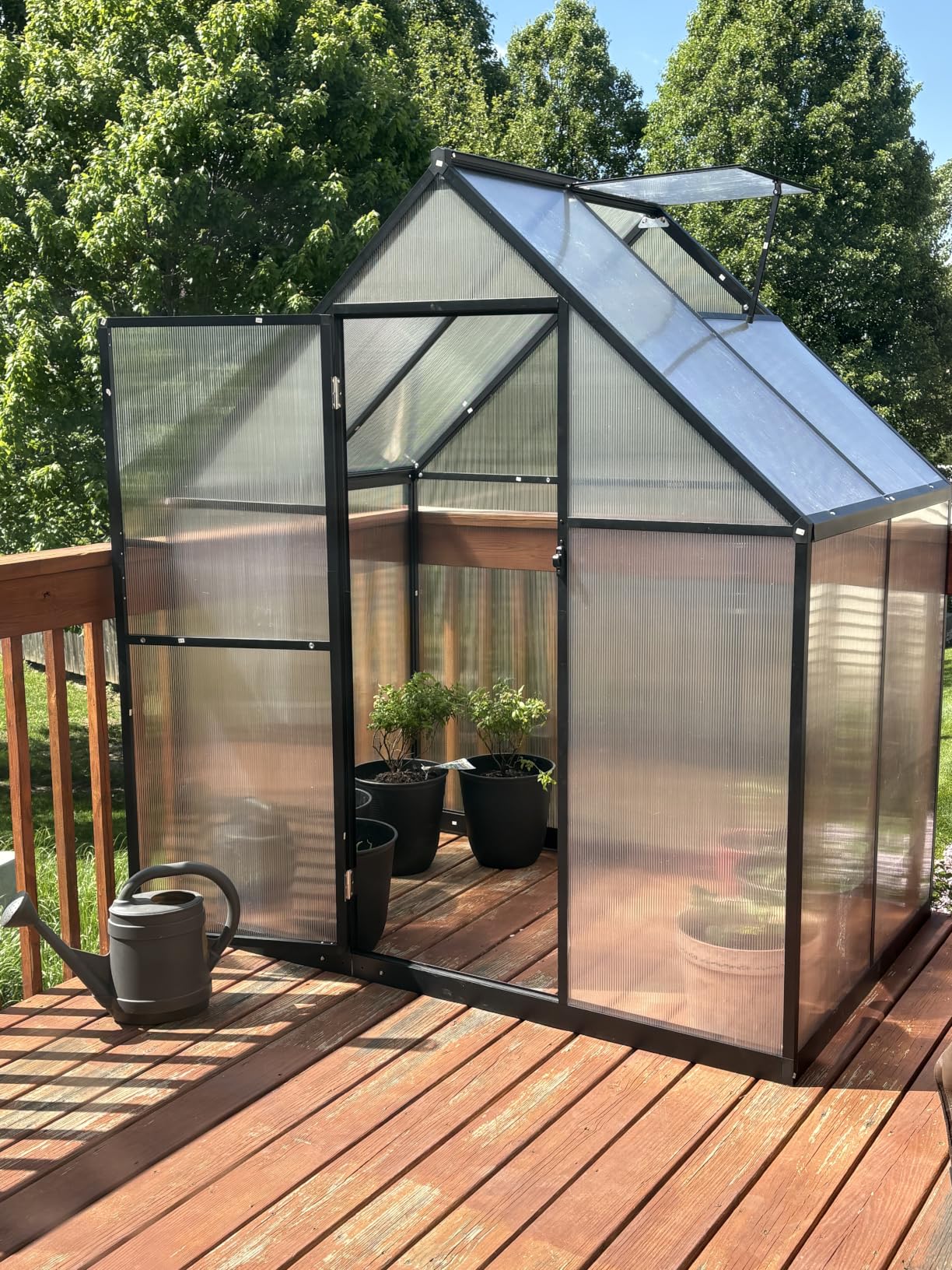 8X14FT Enhanced Aluminum Walk-in Greenhouse for Outdoors with Thermometer customer photo 2