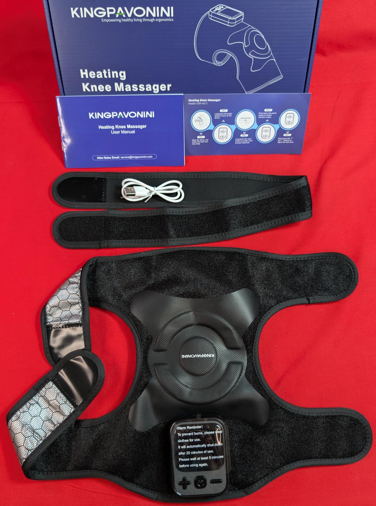 KingPavonini Knee Massager for Pain Relief, Heating Pad for Knee, Blue 2.0 | Cordless Heated Knee Brace, 4 Motors Vibration, 2X Massage Area, 5 Heat Levels & 6 Massage Modes, Gift for Mom Dad Men Women customer photo 1