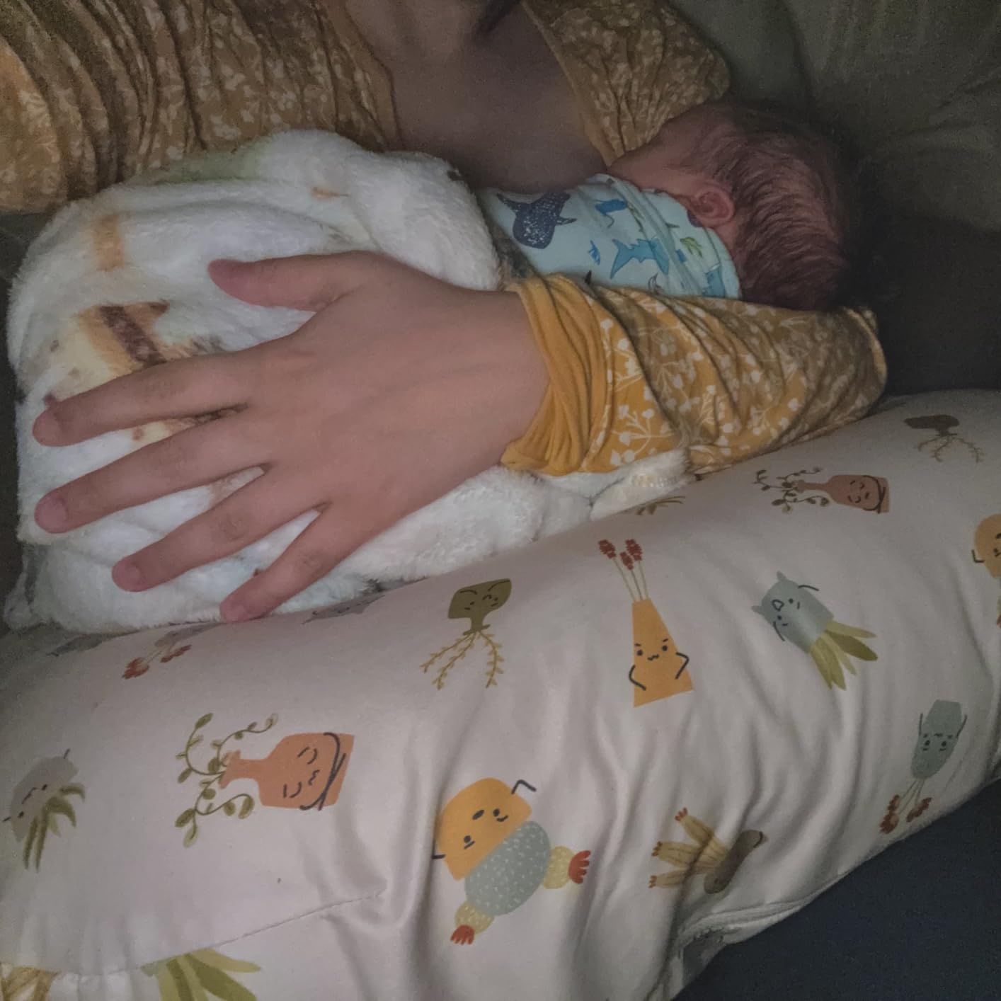 Boppy Nursing Pillow, Organic Cotton Cover, Ergonomic Breastfeeding Support | High, Firm, Large Area Cushion, Water-Repellent Liner, Washable Cover, Flexible Fiber Fill - Green Cut Out Leaves customer photo 2