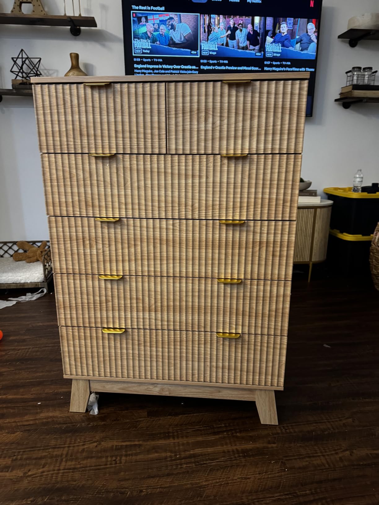 Fluted Dresser for Bedroom with 6 Drawers, 48