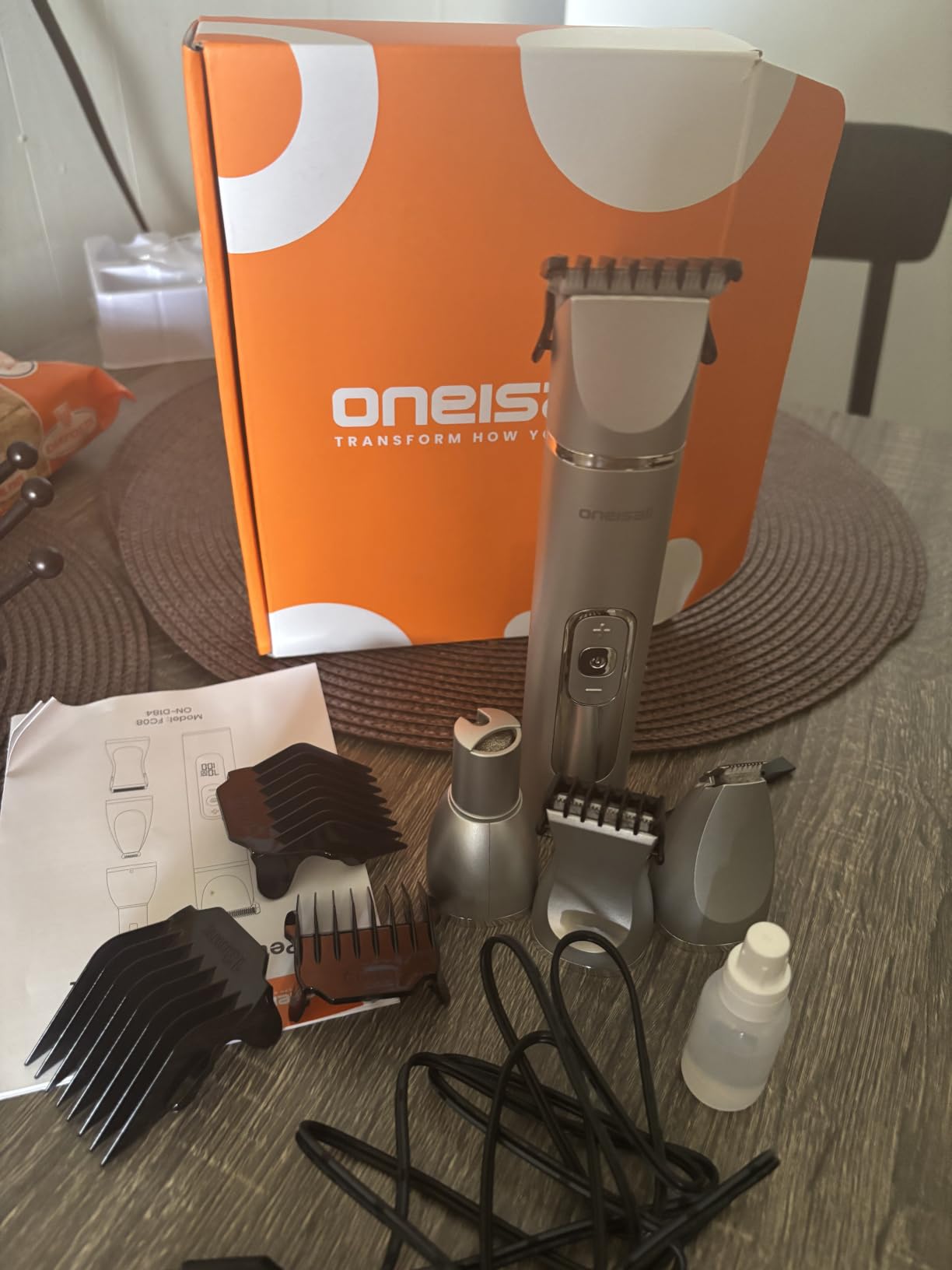 oneisall 4 in 1 Dog Grooming Kit with LCD Display | Paw Hair Trimmer & Nail Grinder, Rechargeable, Cordless, Low Noise, IPX7 Waterproof, 3 Speeds Pet Grooming Clippers customer photo 2