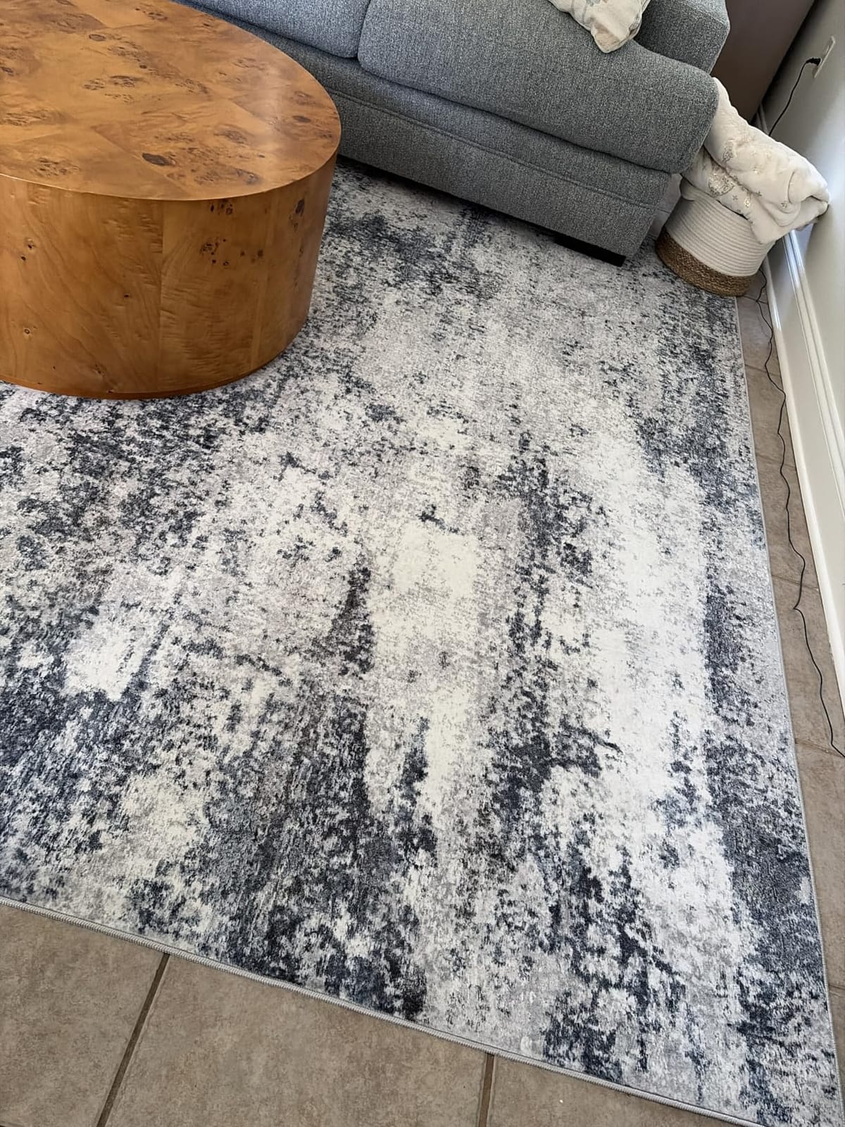 8x10 Area Rugs for Living Room Washable Bedroom Dining Room Blue Grey | Modern Abstract, Non-Slip Backing, Soft, Low-Pile, Foldable, Water Repellent, Pet Proof, Non-Shedding, Indoor customer photo 2