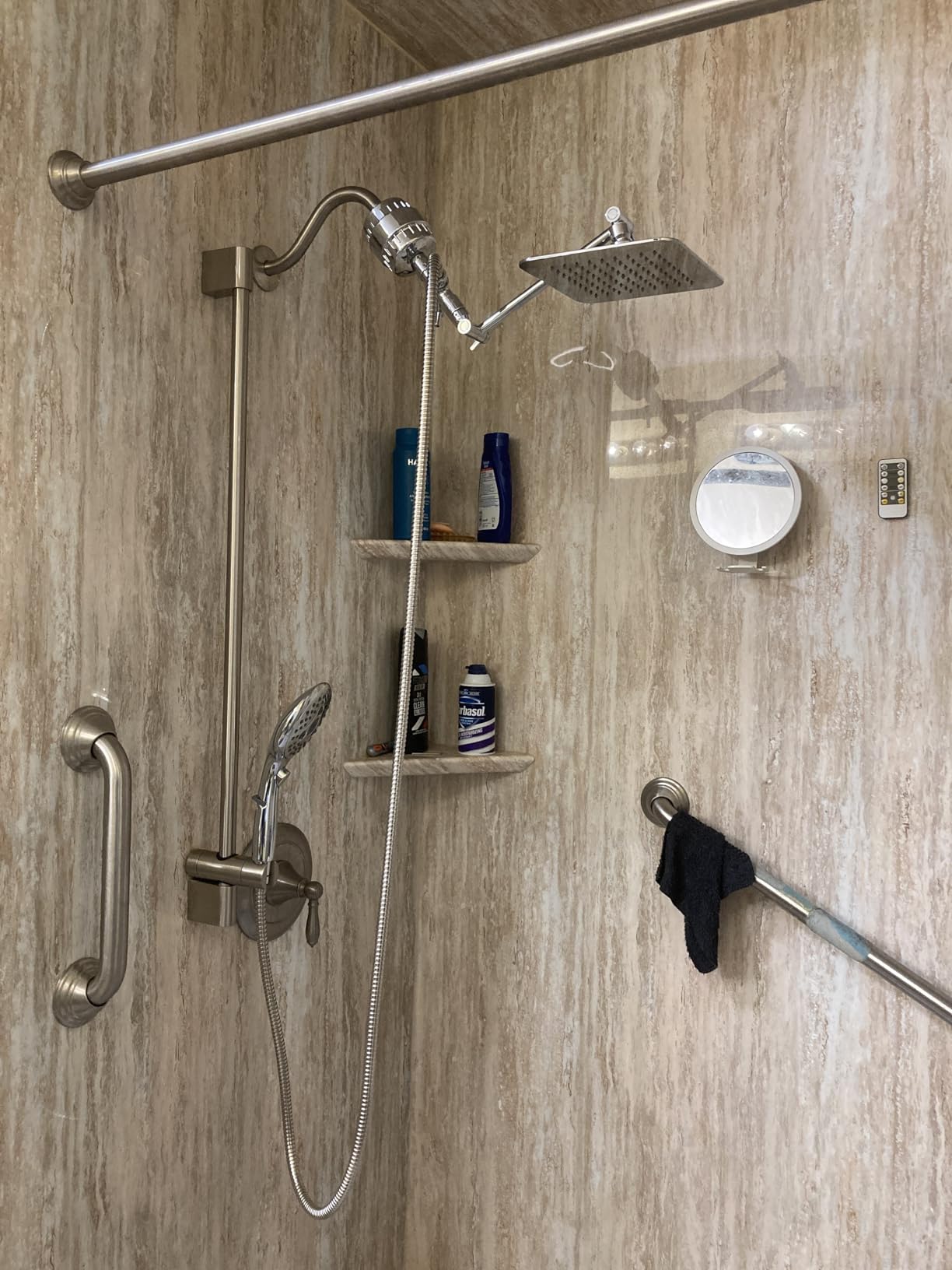 10'' Dual 20 Stage Filtered Shower Head with Handheld, 6 Spray Settings Handheld Shower Head High Pressure Rainfall Filter Combo with 12'' Adjustable Extension Arm, 71'' Shower Hose (Brushed Nickel) customer photo 1