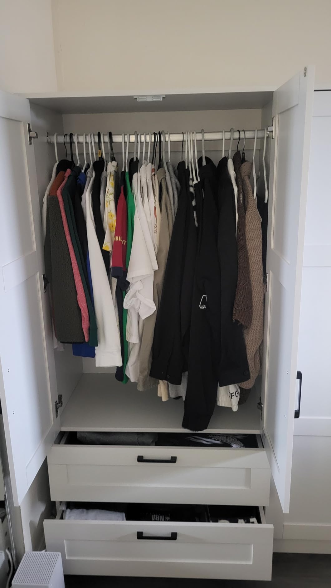 Fenghua Lizhi 3 Doors Wooden Wardrobe Closet Armoire, White Storage Cabinet for Hanging Clothes, Bedroom Large Capacity Freestanding Armoire, Wood Wardrobe Combination with Shelves (2drawer, White) customer photo 1