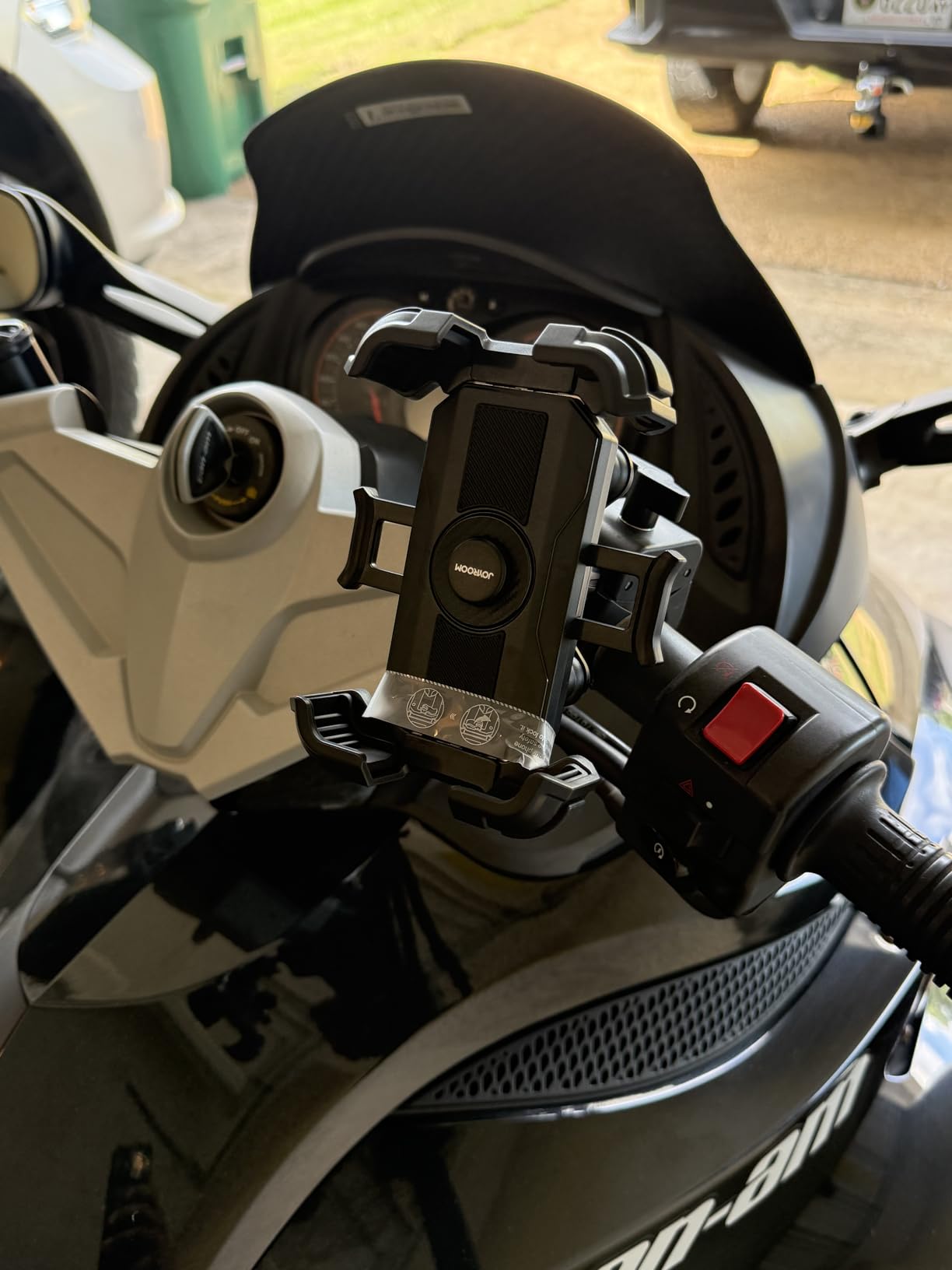 JOYROOM Motorcycle Phone Mount Holder - [Dual Vibration Dampener] 150mph Anti-Shock Phone Holder for Motorcycle [Upgrade Handlebar Clamp] - Bicycle Bike Phone Holder Mount for 4.7-7