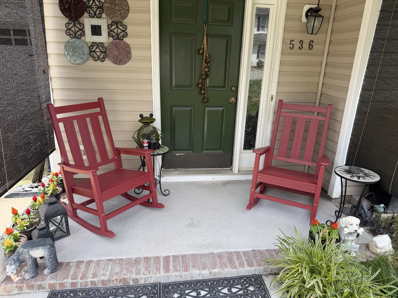 Oversized Outdoor Rocking Chair Set of 2, HDPE Patio Rockers, Brown | | All-Weather Patio Rocking Chairs for Porch | High Back & Wide Seat for Garden, Lawn customer photo 1