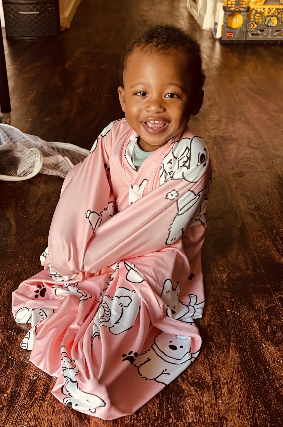 JFHNMLW Comfortable Sensory Body Sock, Sensory Sack | Full-Body Sensory Sock for Calm, Focus & Sensory Balance - Autism Anxiety Relief, M (Pink Dog) customer photo 2