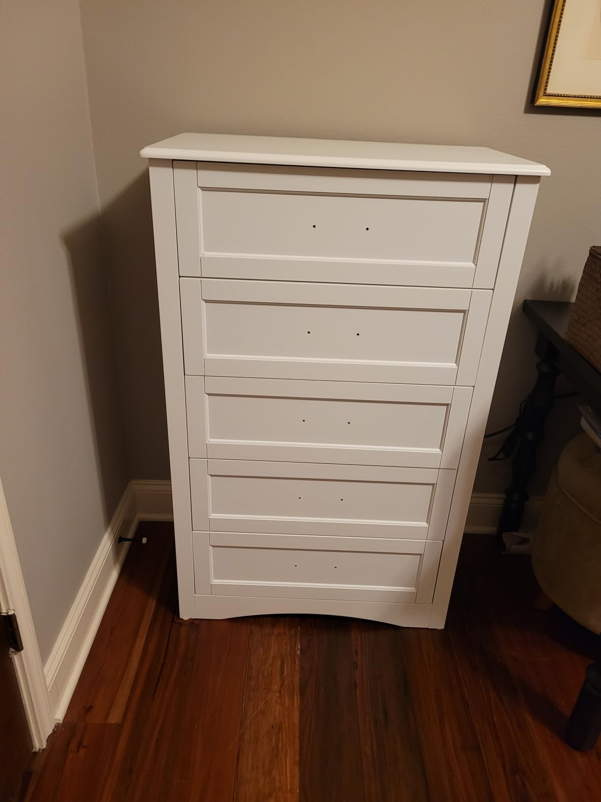 Gizoon 5 Drawer Dresser, White Wood Chest of Drawers for Bedroom | 43.3